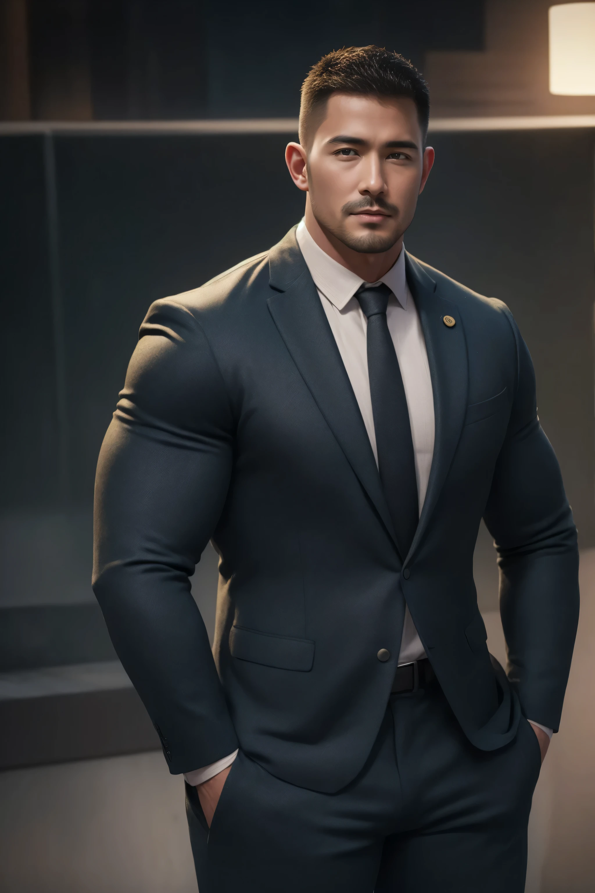 两个 Muscular男人深情拥抱着, buzz cut,Flat head,On the site of a premium auto show, He wears an upscale and luxurious evening dress blazer,High-grade texture,Pair it with a shirt and tie ,He has a sad expression, Lift your chin, buzz cut, thick thighs , Very tight, Regular symmetrical pattern, High Aimslight muscles, High-end western pants , character concept (buzz cut Chris Redfield) proud expression, Deep charming eyes, Heroic male pose, tall Burly, Muscular! Muscular thighs, Tough Guy, Perfect facial features, High Aims, Burly, Heqiang, Super exquisite and cool, High Aims Resolution Committee, Extraordinary Charm , The sun is strong, is dazzling
