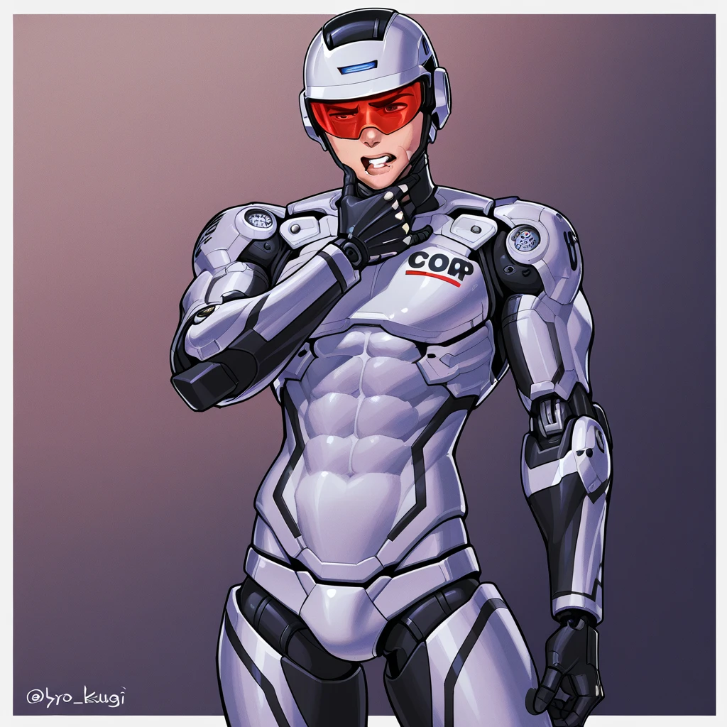 (Kyo Kusanagi),femboy, Robocop, pretty face, beauty, toned muscles ...