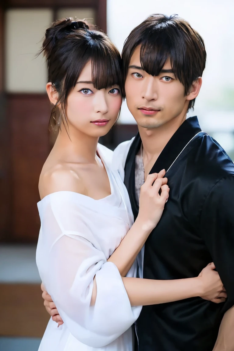 (((A cool muscular man and a very beautiful woman are hugging - SeaArt AI