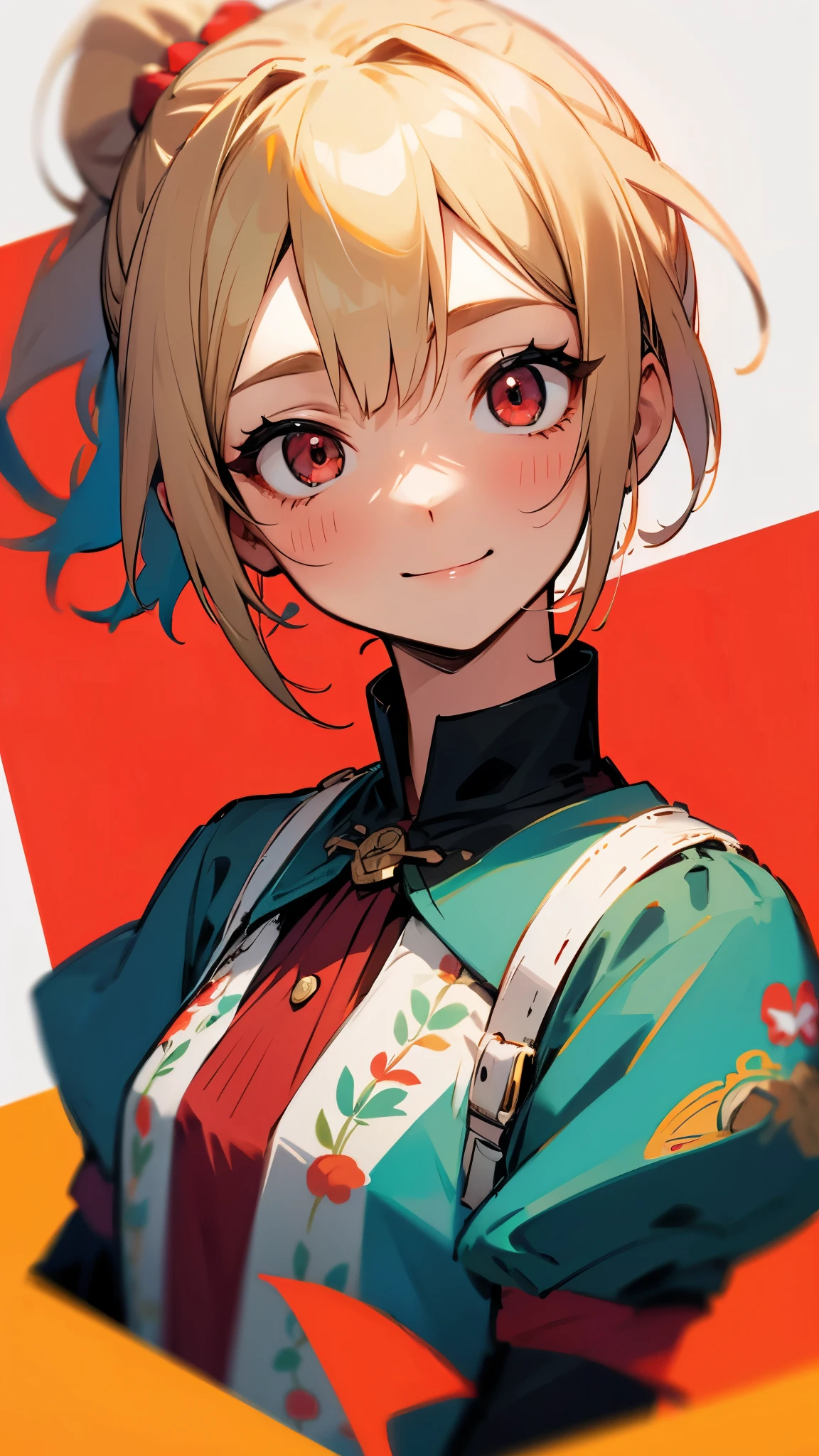 <lora:Min Min> Min_Min, beanie, blush, mask, from above, laughing, foreshortening, chinese city background