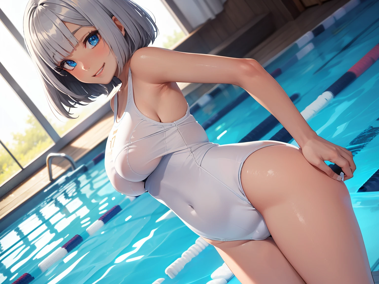 (綾波レイがCowgirlで性交する:1.9999999), ((realistic, highest quality, High resolution, real women pictures:1.7)), ((( high school girl wearing a white school swimsuit:1.7)), (white high neck school swimsuit:1.4), (slender body shape:1.9), Cowgirlで性交する, ((anatomically correct:1.2)), (She is wearing a white leotard whose fabric is too thin.:1.2), (A huge lying penis penetrates the vagina from below.:1.7), curved body, 大きく股を開いてCowgirl, A high neck swimsuit that gets too wet and sticks to your skin, (Light white one-piece swimsuit:1.8), Detailed depiction of the vagina, Beautiful thighs, ((penis thrusts up vagina)), nose too small, thin waist, 16 year oldgirl has sex with her clothes on, saddle, Cowgirl, small breasts and tears, Girl Straddling Man, (normal limb:1.3), Too cute small face, The whole body is wet with sweat, (put your hands behind your head:1.5), nostrils are not visible, realistic, lips slightly open, (anatomically correct:1.2), A man inserts his penis into a girl and shakes his hips, Ayanami Rei, (In the hallway:1.3), short-haired with bangs, 女が男とCowgirl性交する, mini nipples