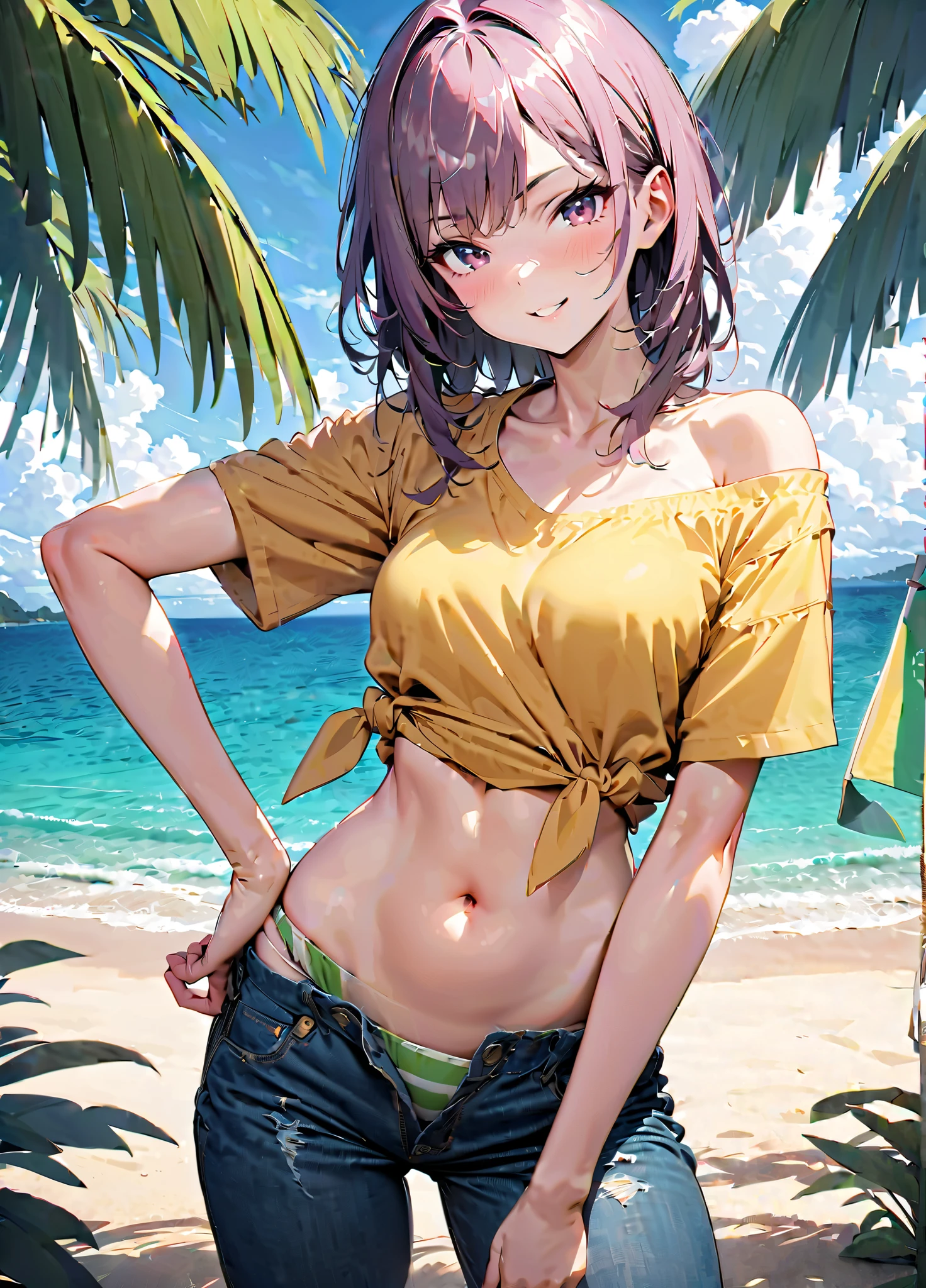 (masterpiece, best quality:1.5), (ultra detailed, high resolution, 8k, beautiful detailed, UHD, best anatomy), 1 handsome boy, white short hair, shorts (e.g. seaside use), thin hooded, sandy beach