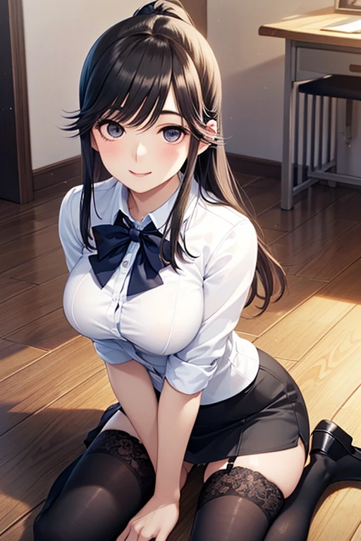 (Highest quality)), ((masterpiece)), (detailed),((Perfect Anatomy)),In the school classroom,Natural light coming in through the window, ((Full body shot 1.5,This woman is a 24-year-old female teacher.,A woman doing the splits while sweating 1.7,)),Beautiful woman,Very sexy,(((Big breasts wearing a navy blue blazer 1.4,Black leather collar,Very good,Wearing a very short navy blue miniskirt 1.8))),((garter belt,Wearing black stockings 1.2,Black high heels,Wearing a black bra and black panties)),
Beautiful woman,Beautiful Face,Big eyes,Beautiful Eyes,Beautiful double eyelids,Beautiful teeth alignment,A small face and a beautiful body with an 8-head ratio,Slender body,long thin limbs,Beautiful feet,and supple hair,Shiny black hair,Full body back shot 1.4,Beautiful shapely buttocks((Expressions of ecstasy and climax 1.5,Blushing and crying,Open your mouth wide、Drooling a lot 1.2)),((On all fours, view from behind 1.7)),(((Ahegao 1.5))),Very nasty slut,Shapely butt,Pose on all fours with buttocks raised high,A view of a woman from behind,A pose where she turns her ass towards the viewer and her pussy is clearly visible,Beautiful buttocks,