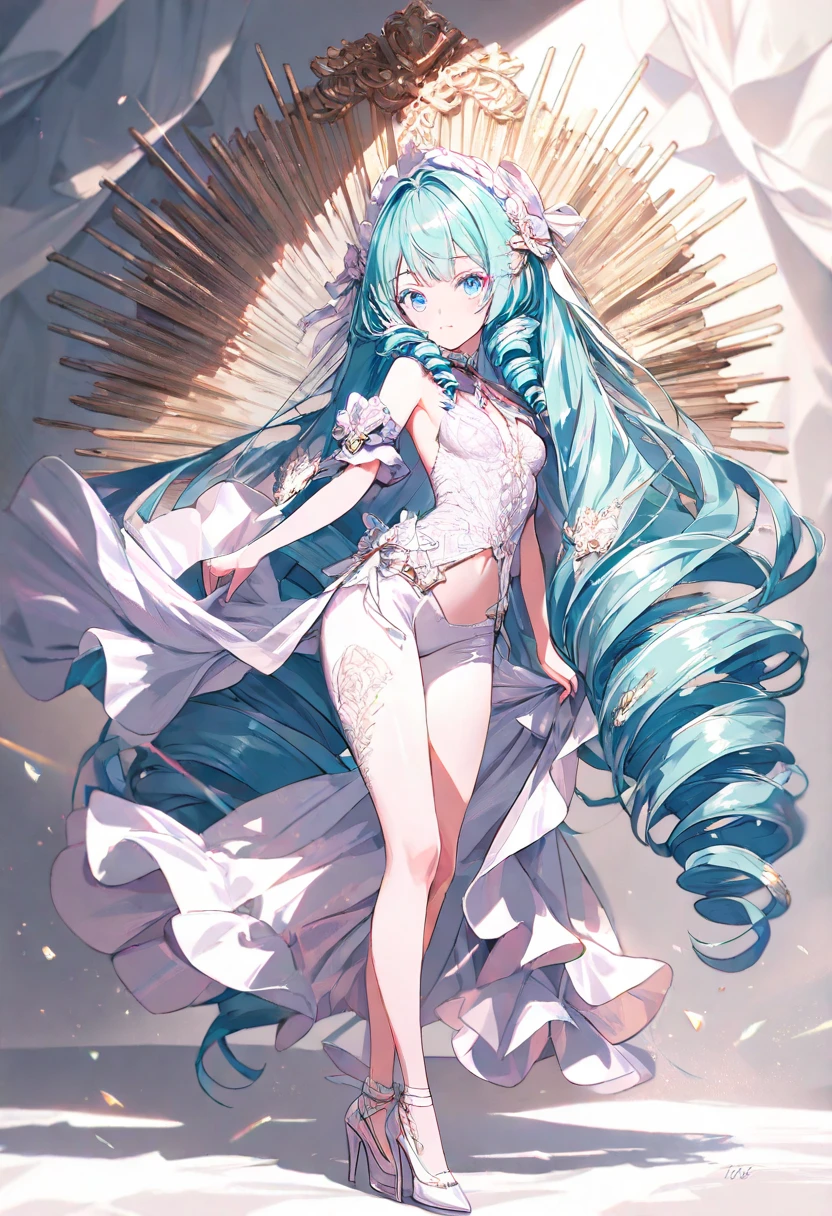 Anime girl with sea blue hair, Extremely detailed Artgerm, trending on artstation pixiv, pixiv contest winner, Artgerm on ArtStation Pixiv, Anime goddess, Guweiz in Pixiv ArtStation, Best anime 4k konachan wallpaper, style of anime4 K, zerochan art,Exquisite crown,tmasterpiece,Need,cinematric light,Delicate facial features,long whitr hair,curlies,blue colored eyes,Large eye sockets,A detailed eye,Glowing pupils,Sharp pupils,realistic pupil,depth of fields,Background bokeh,sharp fokus,(ultra - detailed,Halo,with light glowing:1.4),(Highest picture quality),(Master's work),(Ultra-detailed),(Detailed eye description:1.0)(Flutter,coloured with lots of colour {Wind|Water magic|ink|crystals}:1.0)(Many are colorful {Buble|Clouds||spirals}:1.0),(Floating {Red||Naked female big breast|}({Ray tracing,Glowing|Dappled sunlight,Light rays,Caustics|Night,Pastel}:1.2), ({Colorful|glitters|Multicolored}:1.0),(beautiful detailed glow:1.0),({small|small||Lips,eyeslashes}:1.0),{(Open mouth:1.0)|Absolutely mesmerizing sunset on the beach,The sky is mixed with orange、Pink and yellow。The sea is crystal clear,Kissing the shore tenderly,The white sand stretches as far as the eye can see。The scene is full of movement,breath-taking,Seagulls soar high in the sky,Palm trees sway gently。Soak up the calm atmosphere,Let tranquility envelop you。