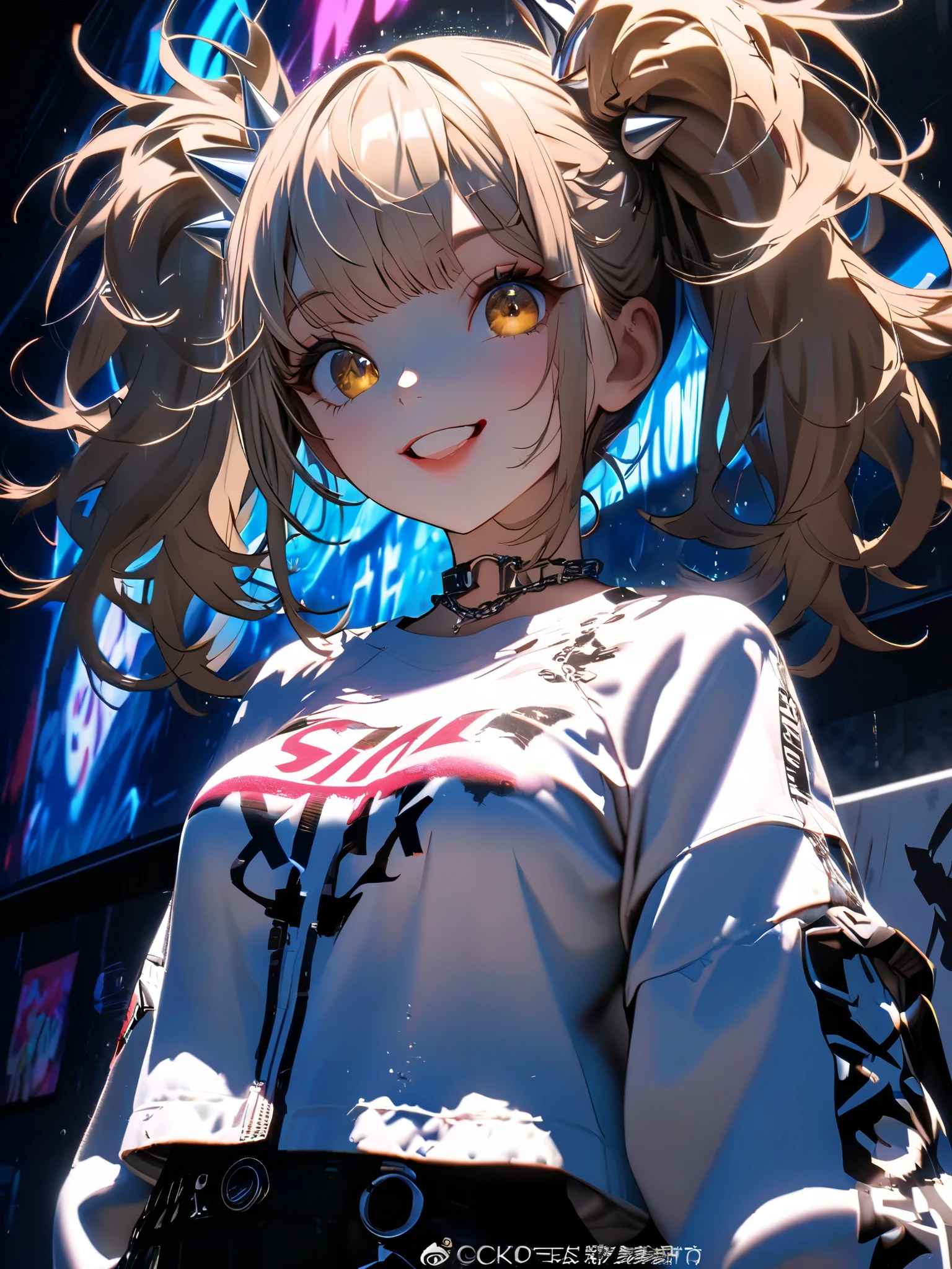 Anime girl with long hair and a white shirt with a red heart - SeaArt AI