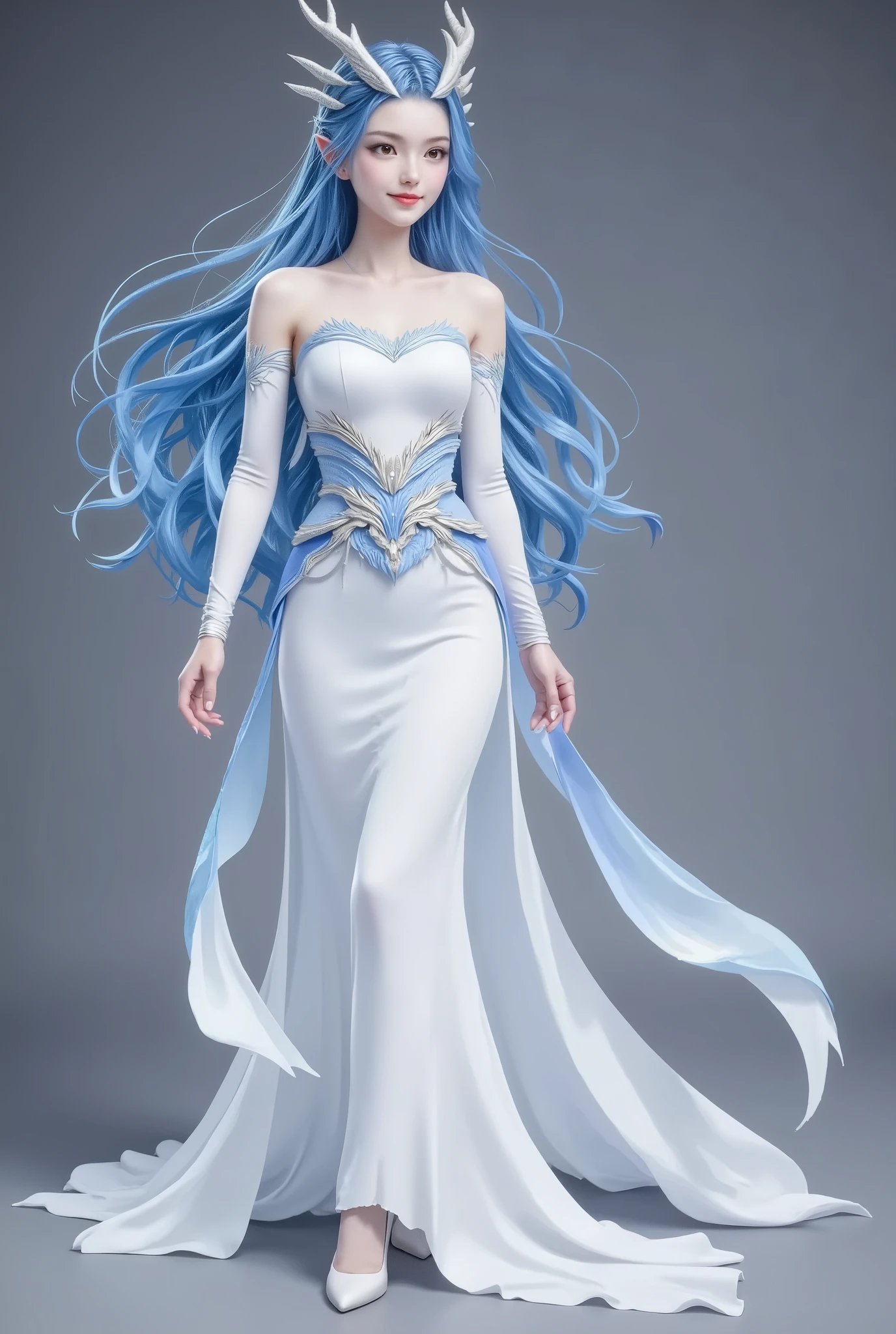 Dragon Girl,  unique ，  blue hair, 