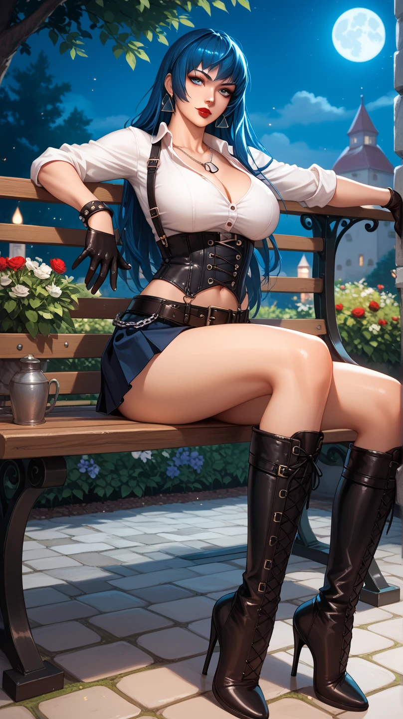 score_9, score_8_up, score_7_up, score_6_up, BREAK Medieval art, straight-on, a female Bartender, Thirty-something, milf, Slim thick, thick thighs, thick calves, pointy breasts, Blue-Green eyes, black sleek ponytail hair, knee boots, in a bar, flat color, <lora:TCD-SDXL-LoRA:1>