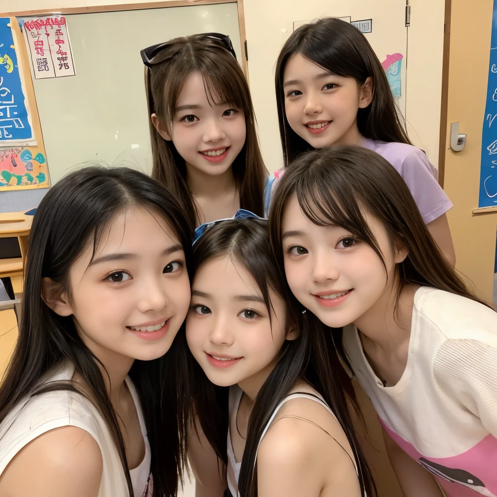 ((Completely naked下着姿))、((Super cute and popular idol、Four super cute, tiny elementary school girls in one photo))、(masterpiece).A perfect, beautiful, lovely, captivating &#39;s smile、(( 5 small photos of the whole body of 4 people in high definition in 1))、((Short Hair Idol Pose))、gap、Super popular junior idol、4 small, short idols、whole body、Baby-faced idol、((Completely naked、Flat Chest))、(((Perfect fit in sexy lace underwear)))、(( beautiful))((( slouching forward)))