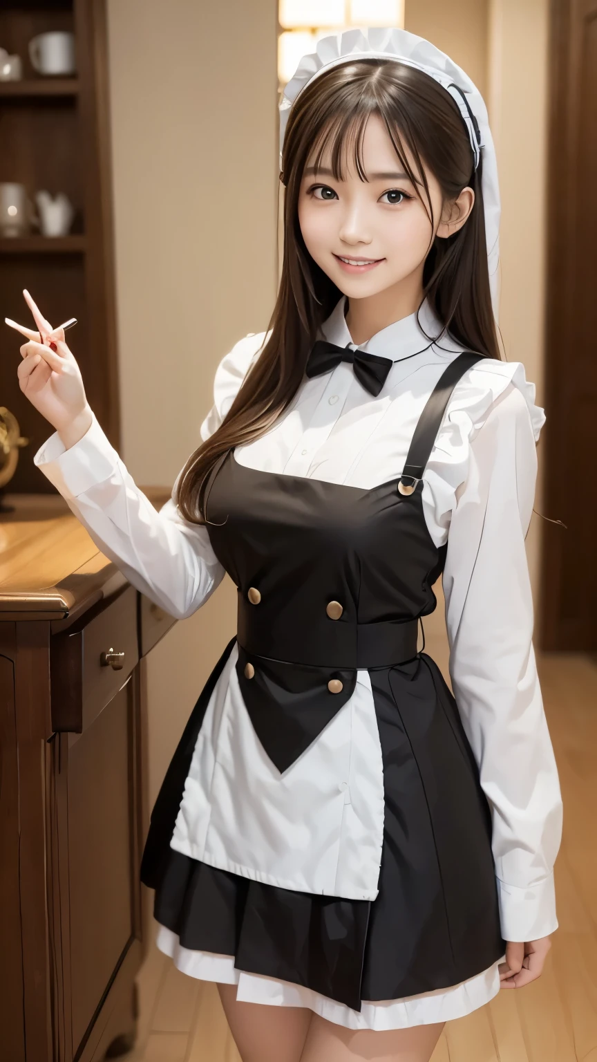majicMIX real, (Raw photo: 1.2), (Photorealistic: 1.4), beautiful detailed eyes, smile, big, huge file size, super detail, high resolution, very detailed, highest quality, masterpiece, illustration, very detailed, cg, unity, 8k wallpaper, detail, masterpiece, top quality, maid, light on face, movie lighting, 16 year old girl, black dress, black hair, blush, clothes lift, dress, dress lift, legs from frame, garter straps, gloves, self-lifting, long sleeves, watch beholder, maid, maid headdress, neck ribbon, panties, ribbon, skirt hold, solo, sweatdrop, thigh, undergarment, white apron, white gloves,