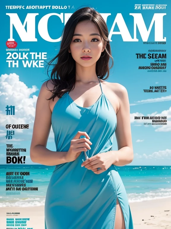 (Korean 80s magazine cover:1.3) , Retro_Magazine , Seoul, 1982. A young korean beautiful girl, 22-year-old, sexy girl, strikingly beautiful, black hair, big breasts, delicate facial features, porcelain skin, red lips, expressive eyes, ((awe and joy expression)), a prizewinner in a beauty contest, miss korea, (Miss Korea blue one-piece Swimsuit), winner crown, the sash, and the crown, ((hairstyle of the 1980s)), in bold retro typography,