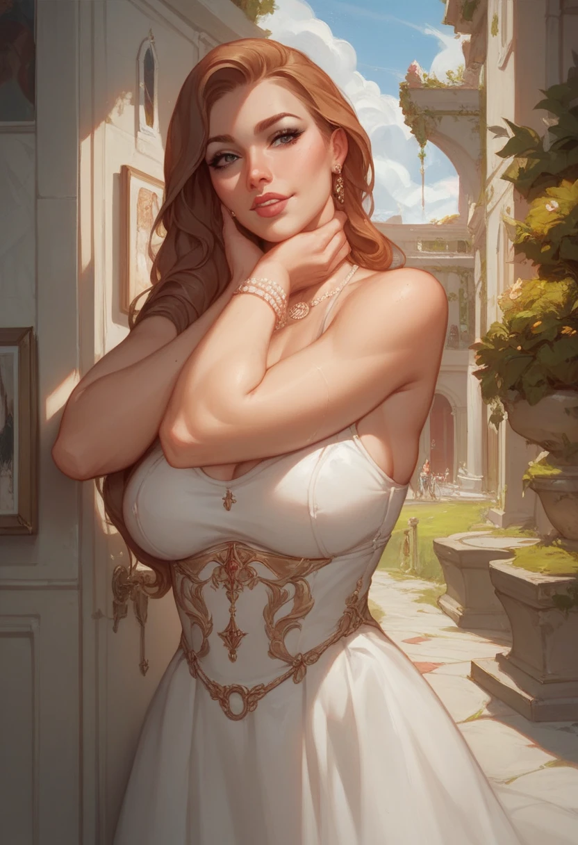 Triss Merigold longhair as Greek goddess Aphrodite large cleavage