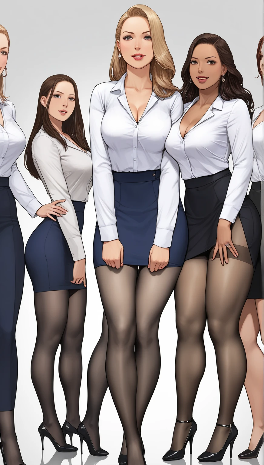 beautiful Asian woman, lips,makeup,milf,seductive,brown eyes,female teacher in suit and skirt,((in white background)),(huge public hair:1.4),((skinny)),(slender body),standing, smile,medium hair,silky hair, ((small breasts)), looking at viewer, onoff,ultra detailed, best quality,aesthetic ,museum quality, award winning, exquisite detail, breathtaking composition, masterful brushwork, striking contrast, flawless anatomy, meticulous rendering,extraordinary lighting,striking contrast,impeccable proportions,exceptional craftsmanship,sublime artistry,captivating atmosphere,mesmerizing elegance,sophisticated style,masterpiece