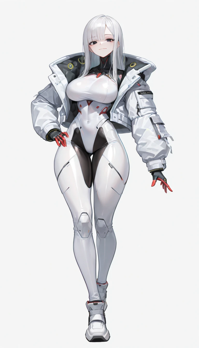 Leakage out of the collarbone,Neck leakage,standing straight,boobgasm,Blank background,soaked pubic hair,Clothes are soaked,Exposed skin,dual horsetail,tightsuit