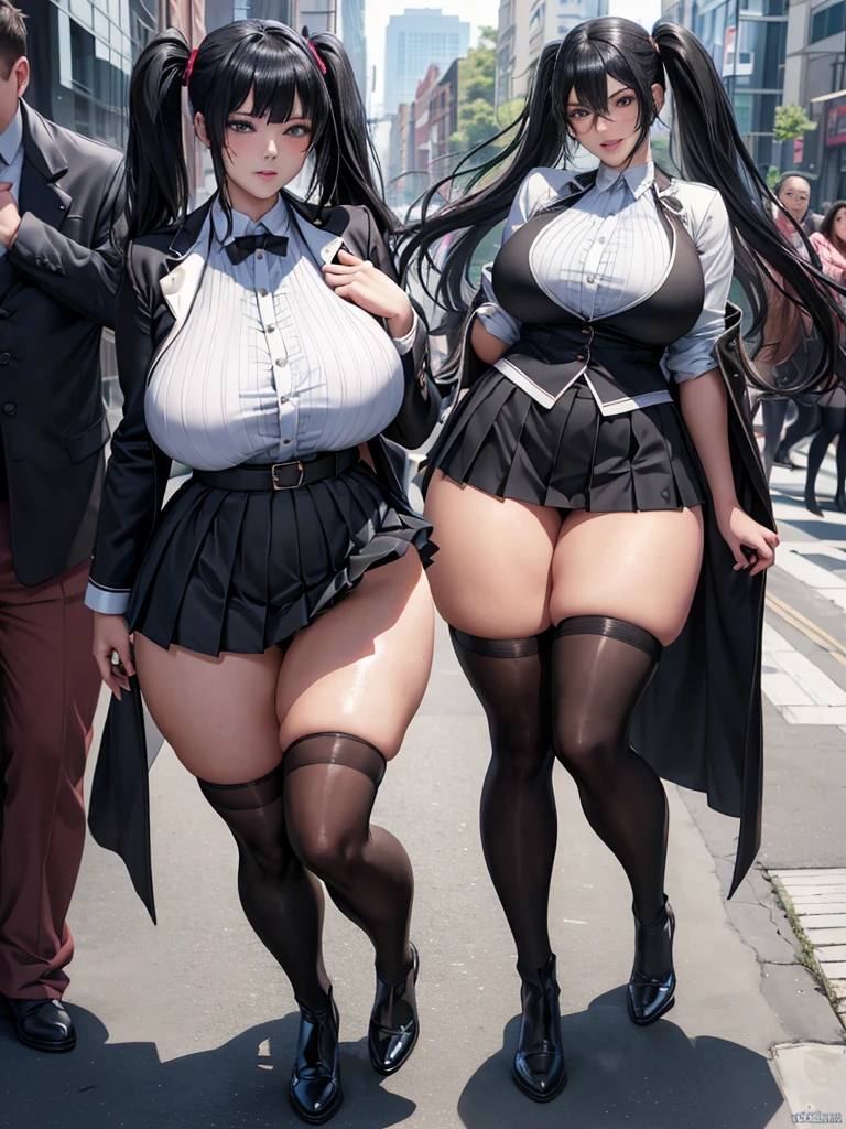 anime character in uniform posing on a city corner, Thick, cyberpunk oppai, (NSFW) seductive anime girl, voluptuous curvy MILF, female protagonist 👀 :8, mejor valorados on pixiv, oppai, which is mizuno fanart, best anime wallpaper 4k konachan, on pixiv, popular on pixiv