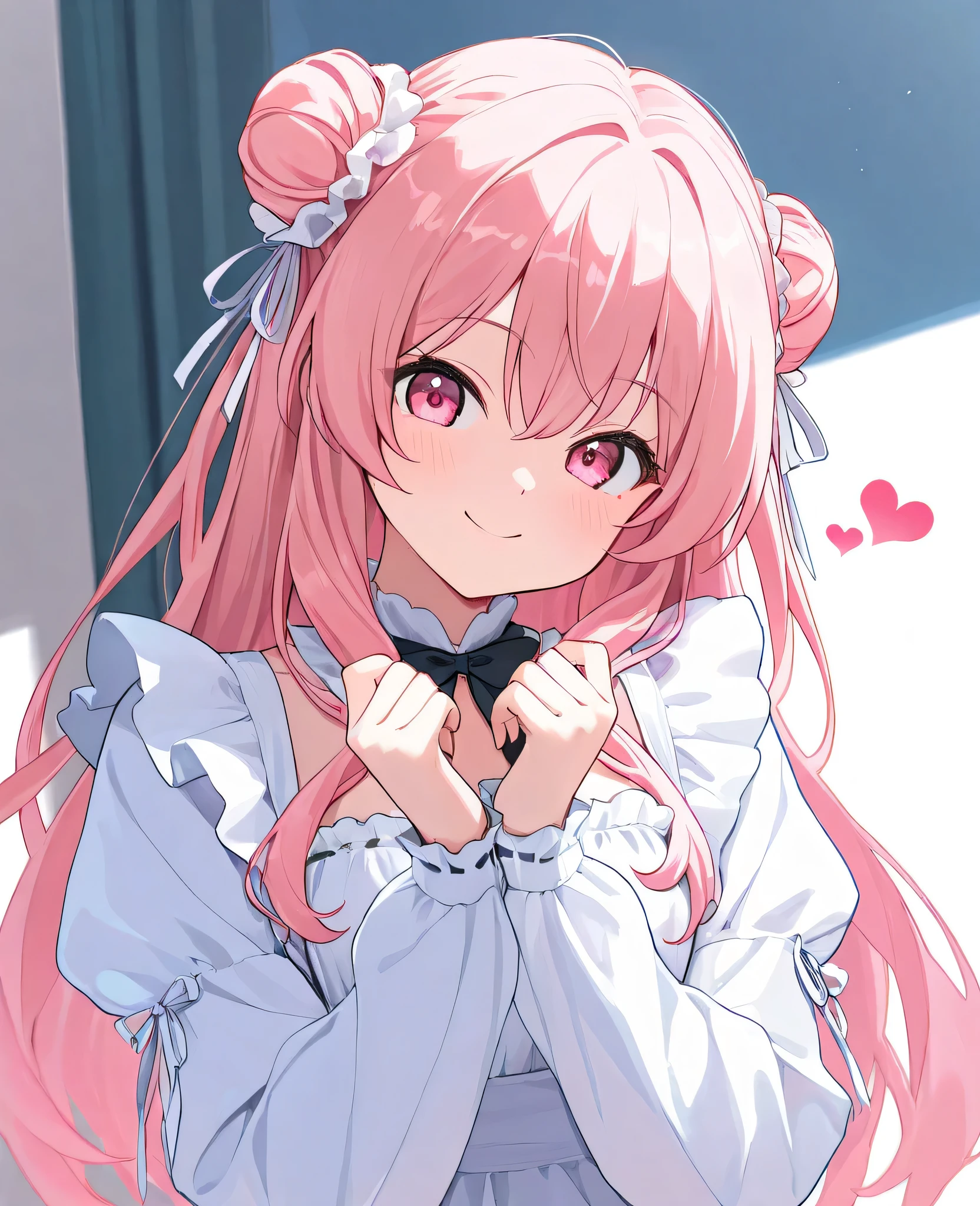 Anime girl with pink hair and a bow tie - SeaArt AI