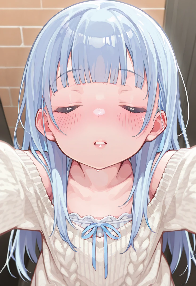 Flat chest,cute,アニメ,pov,cum facial,bukkake,excessive cum,ヘソ,straight hair,blunt bangs,dark blue hair,skinny,