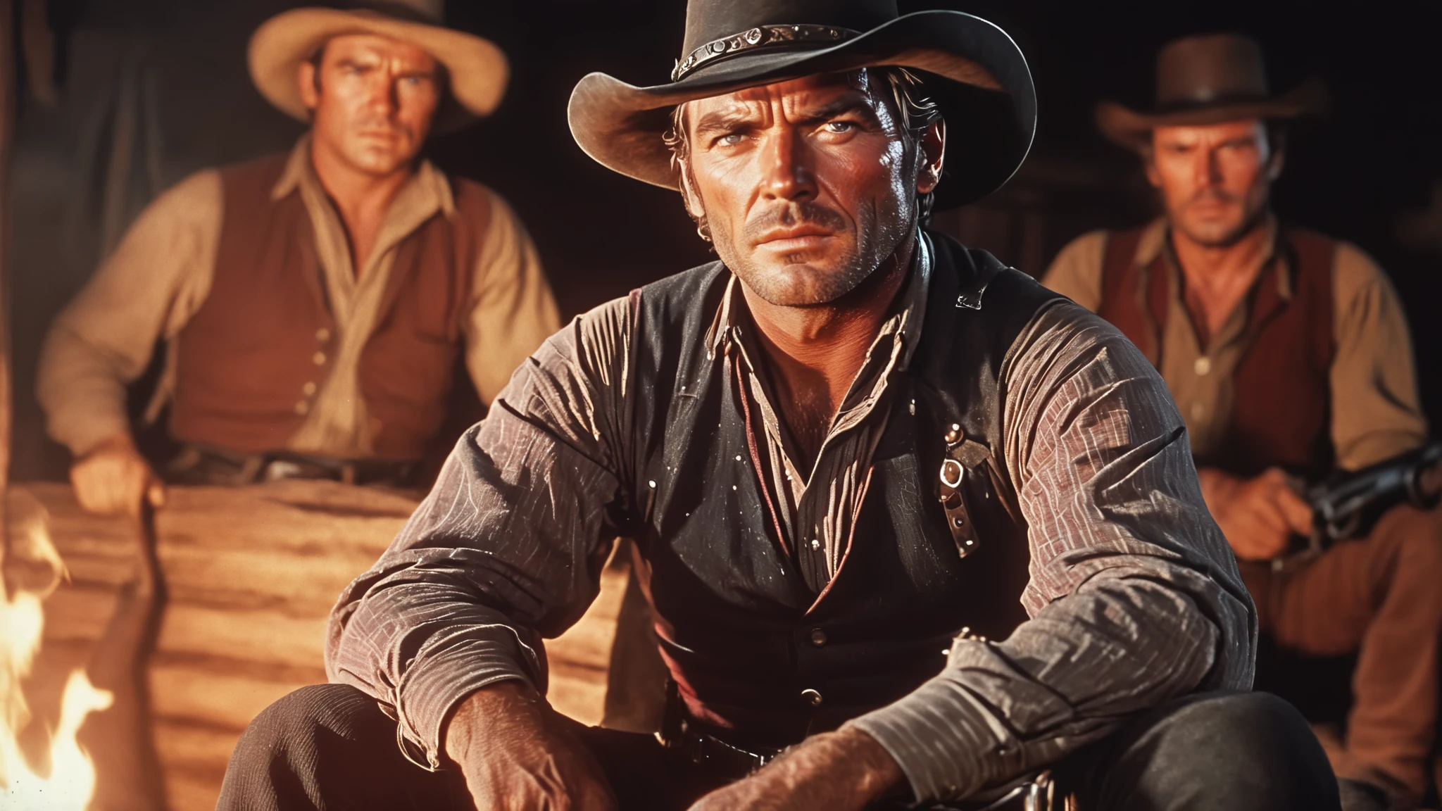 realism, ultra realistic, 1950's super panavision 70 movie, retro in color, red dead redemption 2 style, grainy film, western