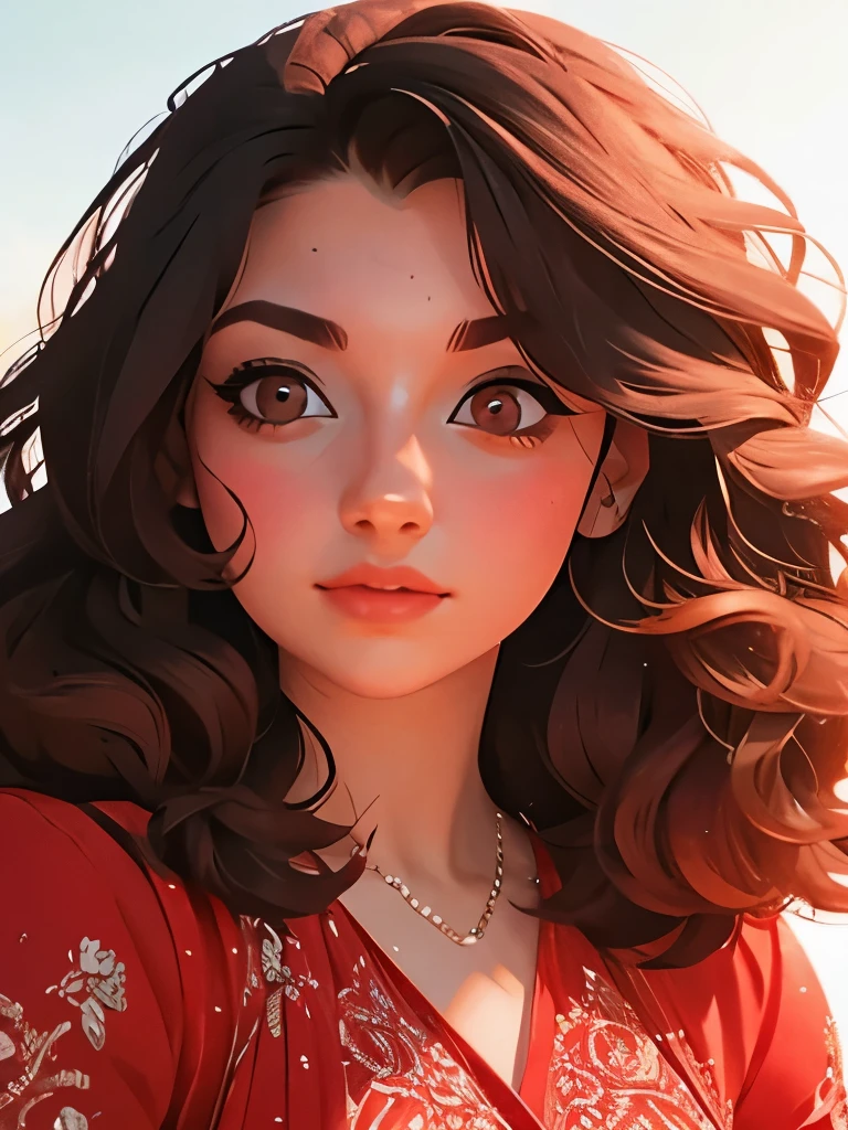 Anime girl with long hair and red dress posing for a picture - SeaArt AI