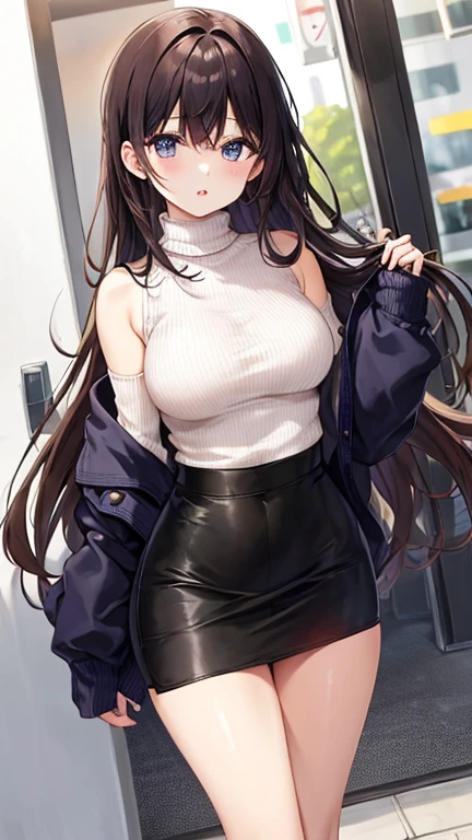 masterpiece, Highest quality, 1 person,( Large Breasts,, Are standing, View your audience,,),Detailed Background、A person who writes in detail、Accurate human body、Knowledgeable person、Accurate 5-finger,Mature Woman,Thighsが太い,Cruby Body,sirius symboli, horse ears, horse tail,Long sleeve、Thighs、、alone,wedding ring,((Oversized hoodie,))