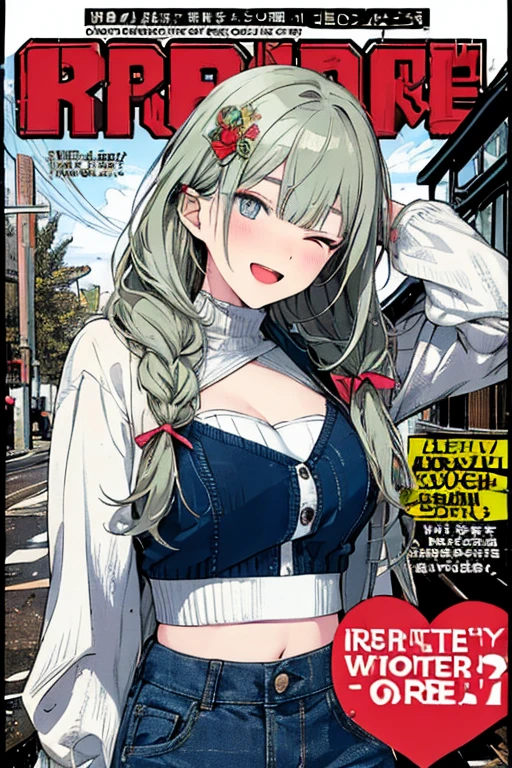 (small breasts:1.2), (perky chest:1.2), (pointed chest:1.2), (Pudding cake magazine cover:1.3),(from above:1.0),(shoot from the side:1.1),masterpiece, 1girl, Amazing Cleavage:1.1, thin waist, optimum,tmasterpiece,hight resolution,best qualtiy,hyper HD,super detailing,awardwinning,a 18yo cute girl,(The upper part of the body),anatomy correct,Beautiful Black miniskirt,garters,Gaze,Small face,bangss,holster,Beautuful Women,hands up,leg holster,Gaze,black boots,Cowboy Shot,cute face,a blond,Longhaire,Twin-tailed,Braids, Hairline,(scarlet eyes),long eyelasher,Hanging eye corners,White skin of the, ((see through camisole:1.1)), ((Sheer nipples:1.0)),Rocket Tits,(Slim body),smile,seductive weak smiling,(with sparkling eyes and a contagious smile),little open mouth, Looking at Viewer,