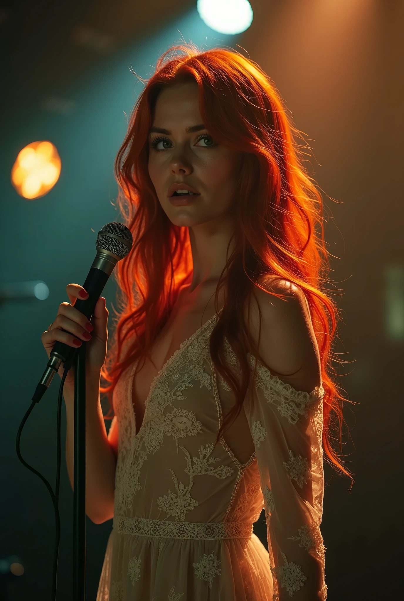 arafed woman with long red hair and a black top, amaranth, better known as amaranth, 19 years old, long red brown hair, 18 years old, with long hair and piercing eyes, Anna Nikonova aka Newmilky, young beautiful amaranth, with dark red hair, ava max, with long red hair there is a woman with long black hair and a white shirt, wavy hair spread out, frontal image, with long, curly hair, Middle Part Curly Haircut, long curly black hair, long curly black hair, her black hair is long and curly, long curly black hair, long curly black hair, long wavy black hair, wavy black hair, 18 years old um close up de uma mulher com um microfone na mão, sitting in front of a microphone, violet myers, Serpentina do Twitch, screenshot of youtube video, Beautiful Delfina, youtuber, 30-year-old woman from cuba, Carmen sings beautifully, she is facing the camera, Ayahausca, young beautiful amouranto, low quality video, youtube thumbnail Giraffe woman with long black hair holding a stuffed animal, violet myers, still from a music video, screenshot of youtube video, music video, charli bowater and artgeem, looks like a mixture of dirt, Dua Lipa, new song, looks like a mixture of dirt, performing a music video, screenshot from a movie, perfectly lit face