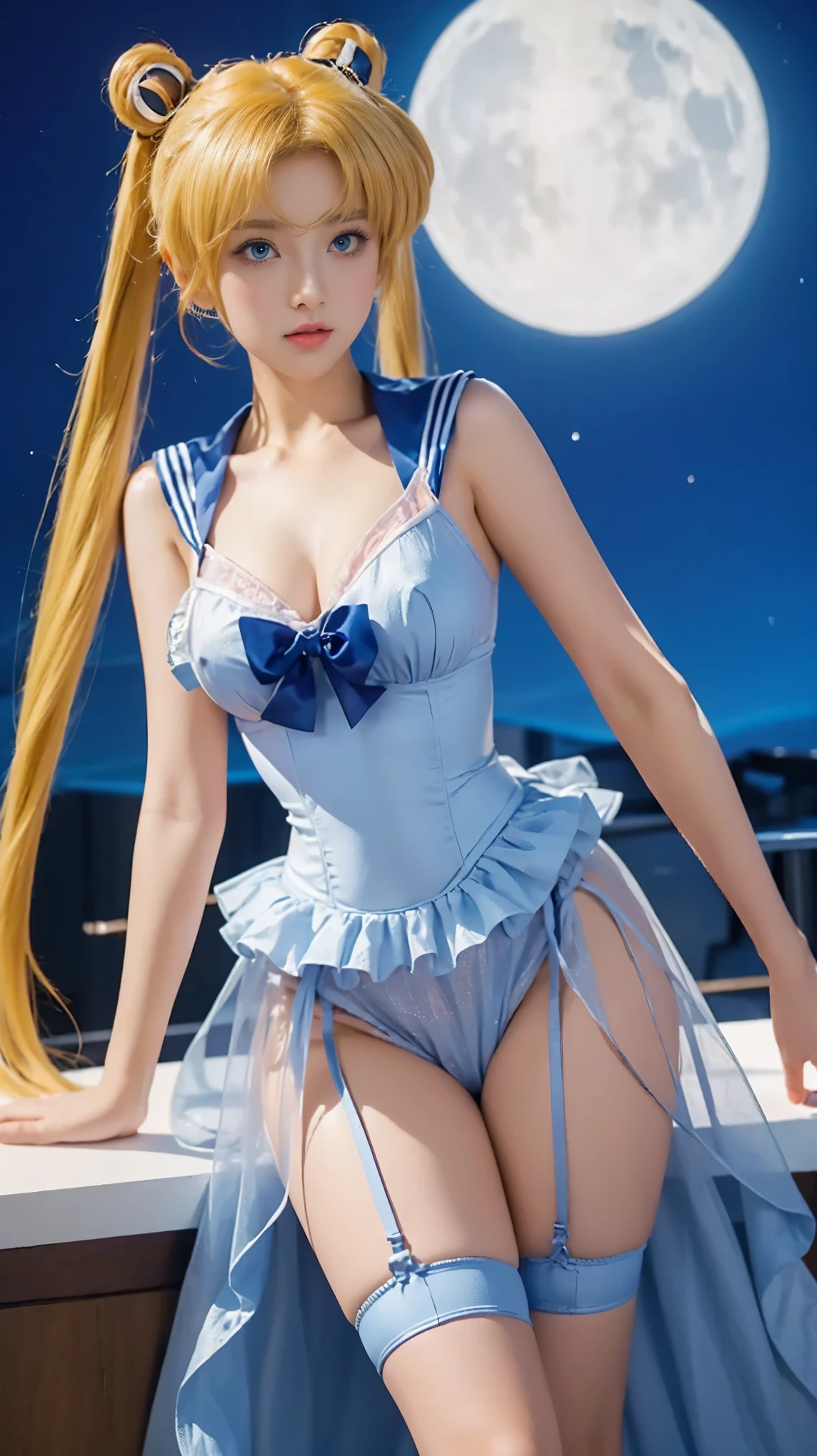sailor girl sitting on a rock with her hands on her knees, Sailor moon black, anime girl cosplay, anime cosplay, sailor moon style, inspired by Sailor Moon, the sailor moon. beautiful, by Sailor Moon, cosplay photo, sailor moon!!!!!!!!, full-cosplay, cosplay, glamourous cosplay, anime girl in real life, sailor moon aesthetic, sailor uniform, professional cosplay, publicity cosplay, large breasts, thin lips, shiny lips, blue eyes. realistic