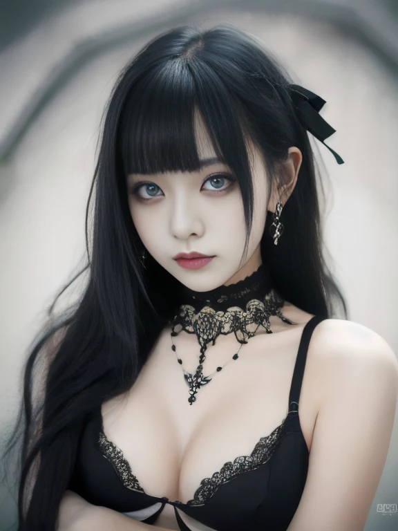 "A highly detailed and intense depiction of a terrifying female necromancer, Mid shot and dramatic capture shot in ultra detailed 8K wallpaper, Showing complex complexity".、Close-up of a woman with dark hair and a black dress, in style of Dark Fantasy Art, Dark fantasy art, A beautiful and elegant demon queen, Dark Fantasy Art, fantasy dark art, Dark fantasy digital art, gothic fantasy art, Gothic Dark Maiden, Dark Fantasy Portrait, Portrait of the Dark Goddess, Dark Fantasy Nymph Portrait