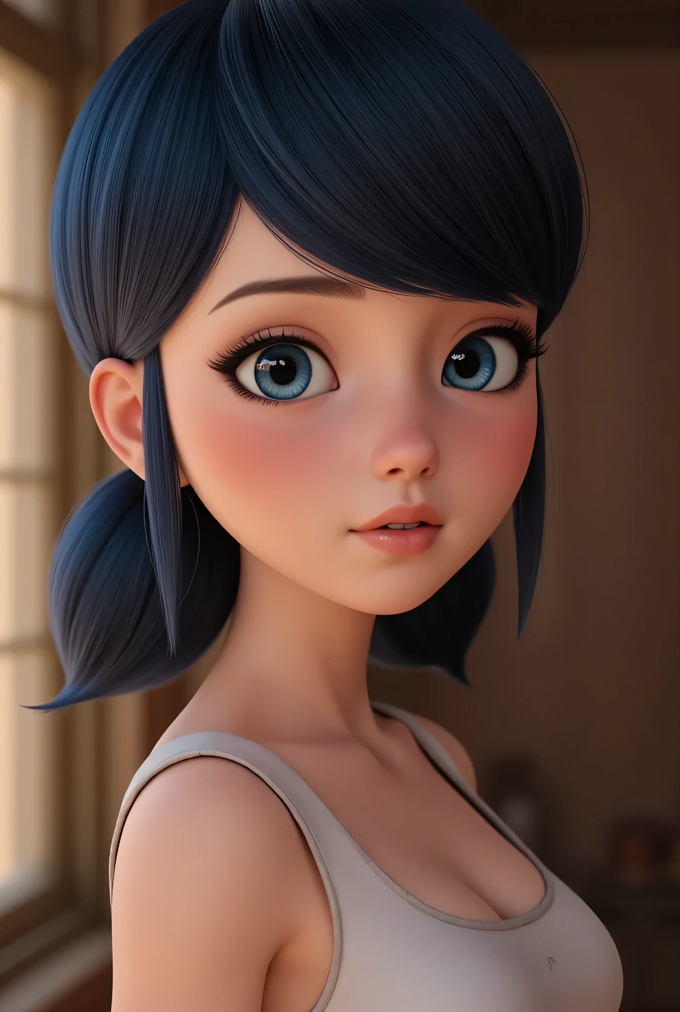 1girl, Solo, High Resolution, Masterpiece, Anatomically Correct, Accurate, Best Quality, real life style, black hair, blue eyes 