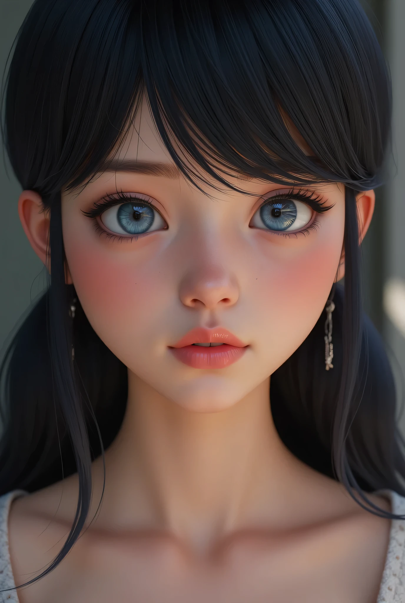 1girl, Solo, High Resolution, Masterpiece, Anatomically Correct, Accurate, Best Quality, real life style, black hair, blue eyes 