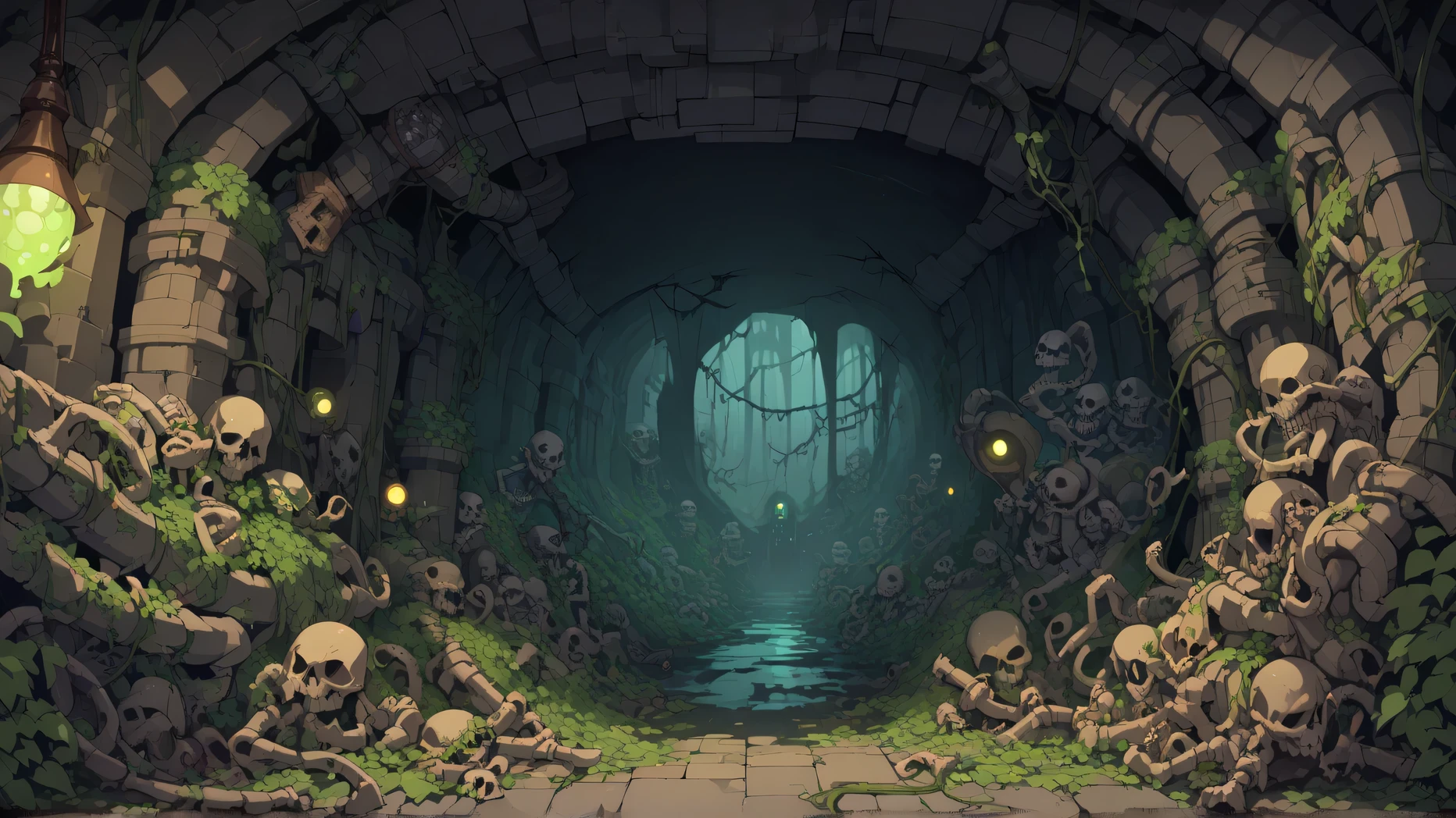 Retro video game style, pixelated, vibrant colors, 8-bit characters, blocky shapes, sharp lines, detailed shading, classic gaming vibe, nostalgic atmosphere, classic arcade games. Masterpiece:1.2, ultra-detailed, illustration style. 2Dvideo game texture, (dark fantasy)
game tiles, tileable texture
Very detailed texture
stone texture, 4K seamless forest texture, , jungle texture.
(magical dreadful sewer:1.5) ((bushes and vines)) ((glowing mushrooms:1.1)) (brownish theme)
((dark light)) ((dark evil atmosphere, dark:1.4)) ((decay:1.0) (dread rats and piles of bones:1.4) (narrow sewage:1.5) ((indoors, inside a narrow cave that is used as sewage:1.3)
((extremely narrow and dark:1.4)
(front view:1.4), (indoors:1.5) (close up:1.2) ((full of evil snakes and cobras:1.2)