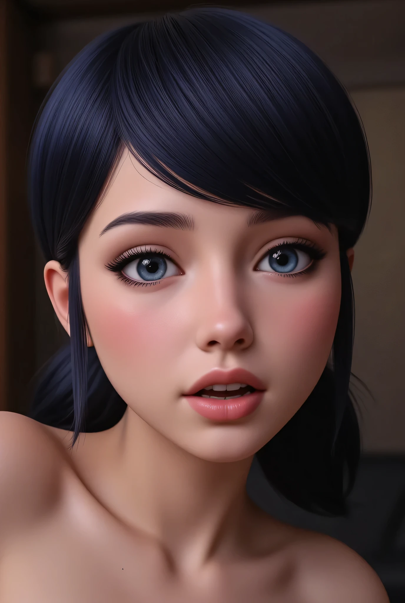 1girl, Solo, High Resolution, Masterpiece, Anatomically Correct, Accurate, Best Quality, real life style, black hair, blue eyes