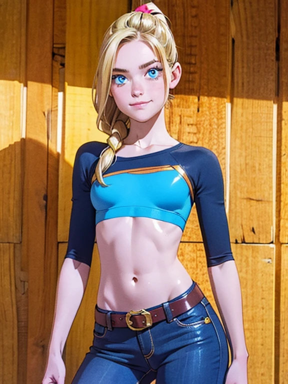 1 The girl is standing, wearing cheerleading clothes, The content is very detailed, actual, holding ball, age 22, Yellow-haired