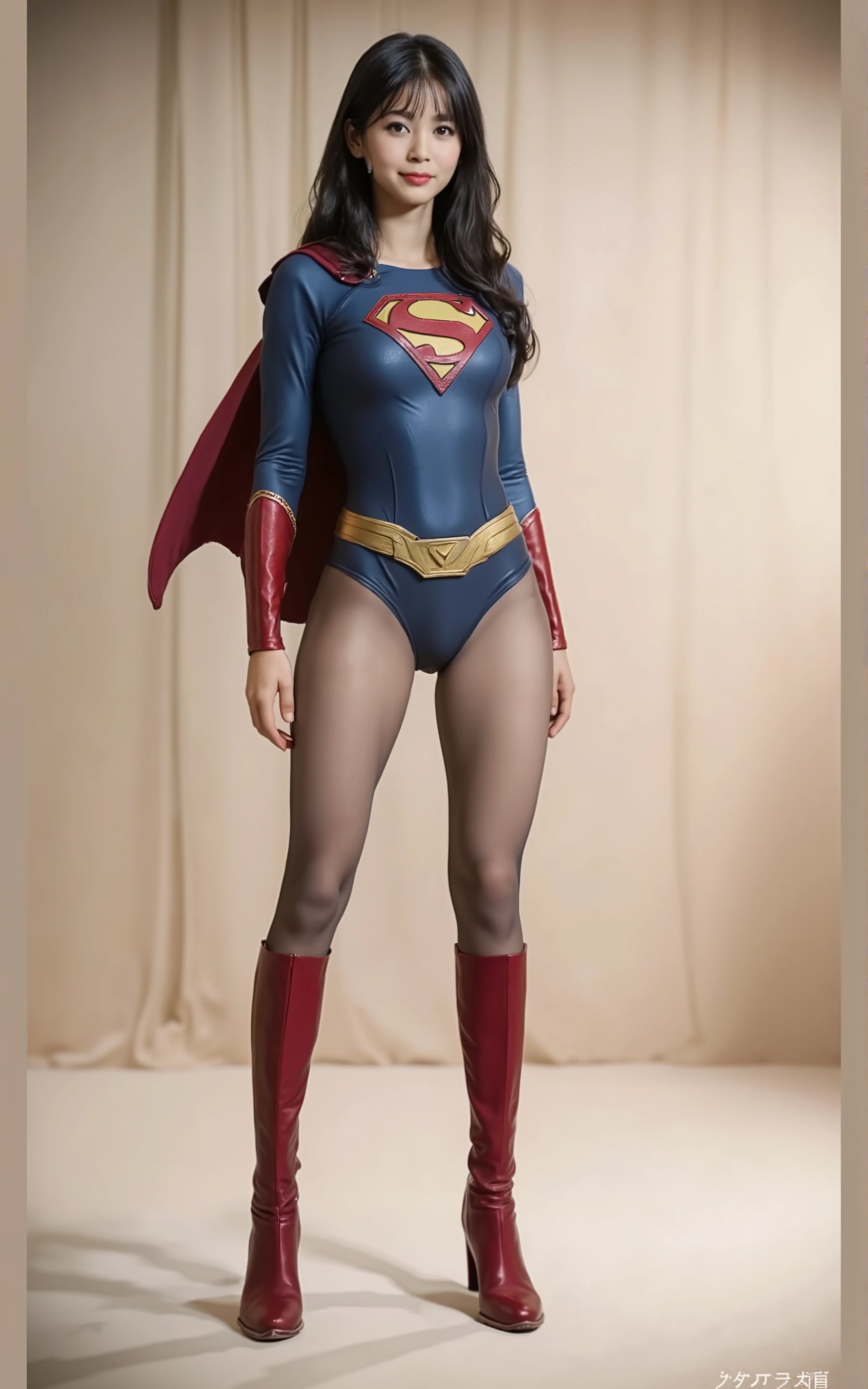 No background、(((Sweating profusely))).(((Beautiful legs in black tights.)))、(((Legally express the beauty of your smile)))、((((Make the most of your original images)))、(((体にぴったりフィットするSupergirl Costume)))、(((Supergirl Costume)))、(((short and beautiful hair)))、(((suffering)))、(((Please wear black tights....、Wear red boots)))、((Best image quality、8k))、((Highest quality、8k、masterpiece:1.3))、(((Preserve background )))、Sharp focus:1.2、Beautiful woman with perfect figure:1.4、Slim Abs:1.2、Wet body:1.5、Highly detailed face and skin texture、8k