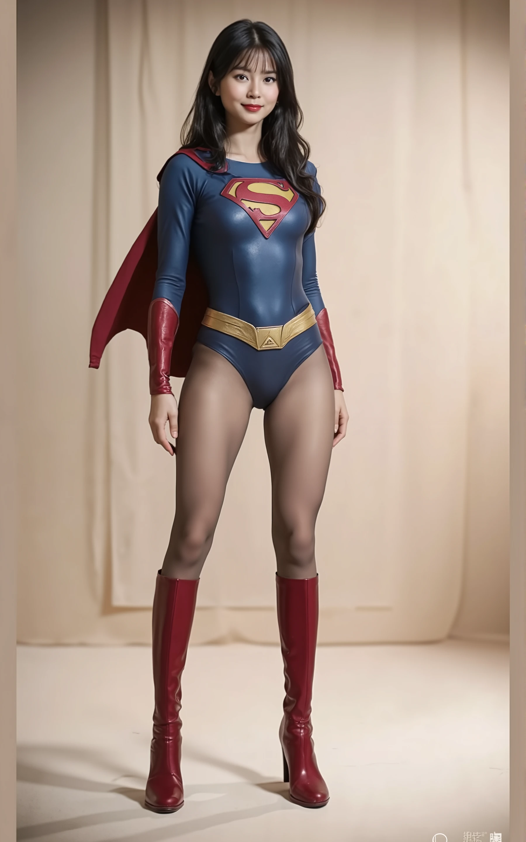 No background、(((Sweating profusely))).(((Beautiful legs in black tights.)))、(((Legally express the beauty of your smile)))、((((Make the most of your original images)))、(((体にぴったりフィットするSupergirl Costume)))、(((Supergirl Costume)))、(((short and beautiful hair)))、(((suffering)))、(((Please wear black tights....、Wear red boots)))、((Best image quality、8k))、((Highest quality、8k、masterpiece:1.3))、(((Preserve background )))、Sharp focus:1.2、Beautiful woman with perfect figure:1.4、Slim Abs:1.2、Wet body:1.5、Highly detailed face and skin texture、8k