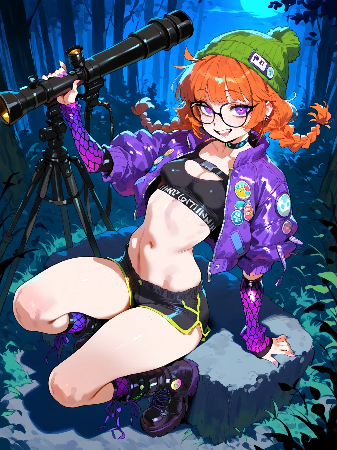 ​masterpiece,top-quality,Biting tentacles, girl in,small tits,Has a small,Pink ash hair,side poneyTail,Green eyes,eye glasses,Shy look,Red face,Wear a yellow raincoat and hood,White loincloth,Red String Sandals,Poses with open legs,Tentacles entangle in the girl's body,cum on the body,Clothes show through due to wet water,Sweating,Hearts fly,steamy,steams,rain falling,forest at night,red fullmoon,