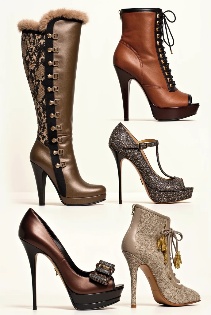 photo of a glittery high heel and a boot on the side