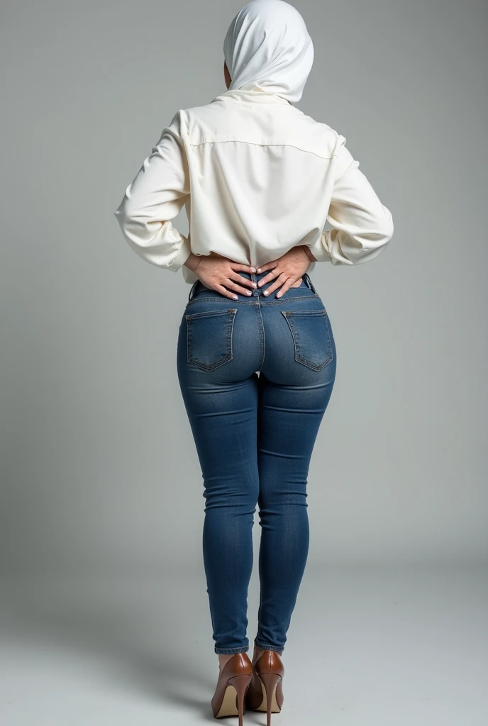 (((53 year old Japanese woman))), ((Sagging under the eyes)),(((nasolabial folds))),masutepiece, Best Quality, Photorealsitic, super detailed skin, Sharpen, Perfect Anatomy, Anatomy,独奏,Longhaire,((old body)), (((Sagging udder))), (thick waist),(flabby body)(,Plump body),Serious look,Mature AV Actress, glamor, A sexy,(((Fair skin with many wrinkles))), erect through, white t-shirts,(((tight fitting jeans))), Staring at this, (((s ass))),