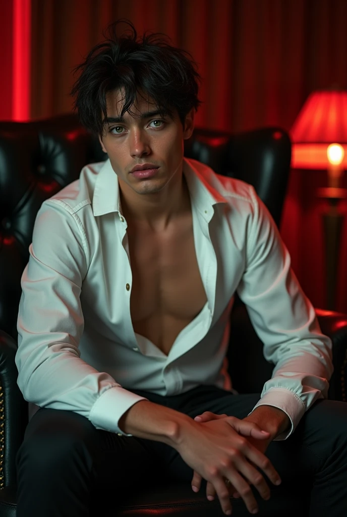 Male, sexy, long black hair, teal blue eyes, young, gothic, delicate features, no facial hair, no body hair, seductive, white and pale. sitting in a chair on a candle-lit veranda overlooking a Russian city at night. Roses. Sexy pose. Purple and black. Sexy. Sexy pose. Seductive. Sensual. Long eyelashes. Big bulge in his pants. No facial hair. Pretty face. Thick legs. Sexy pose.