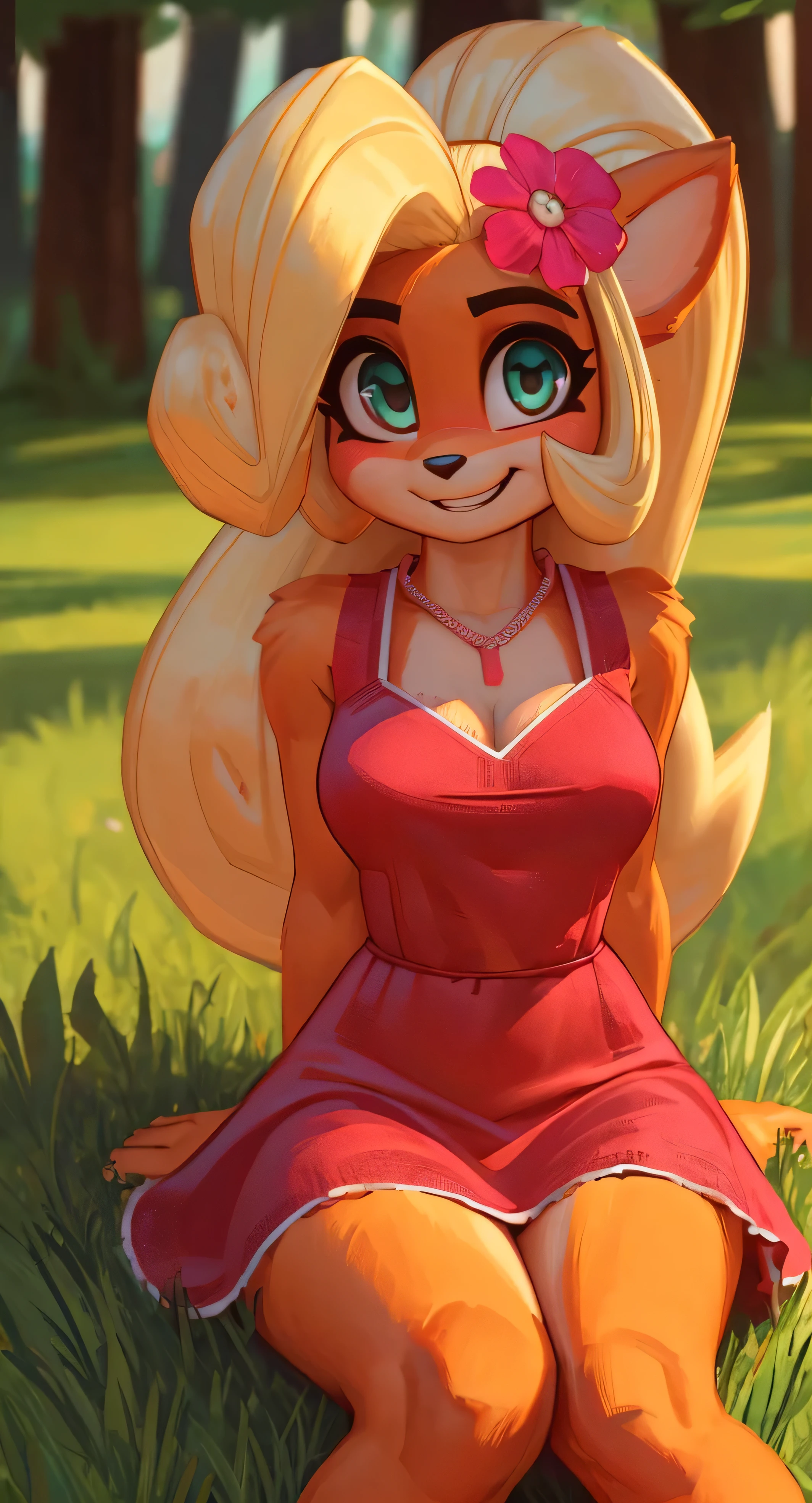1 girl, hypnotized housewife, lioness anthro, blonde hair, green eyes, empty eyes, green dress, sitting on couch, at home, mind-controlled, hypnotized, dazed, 3D Disney style