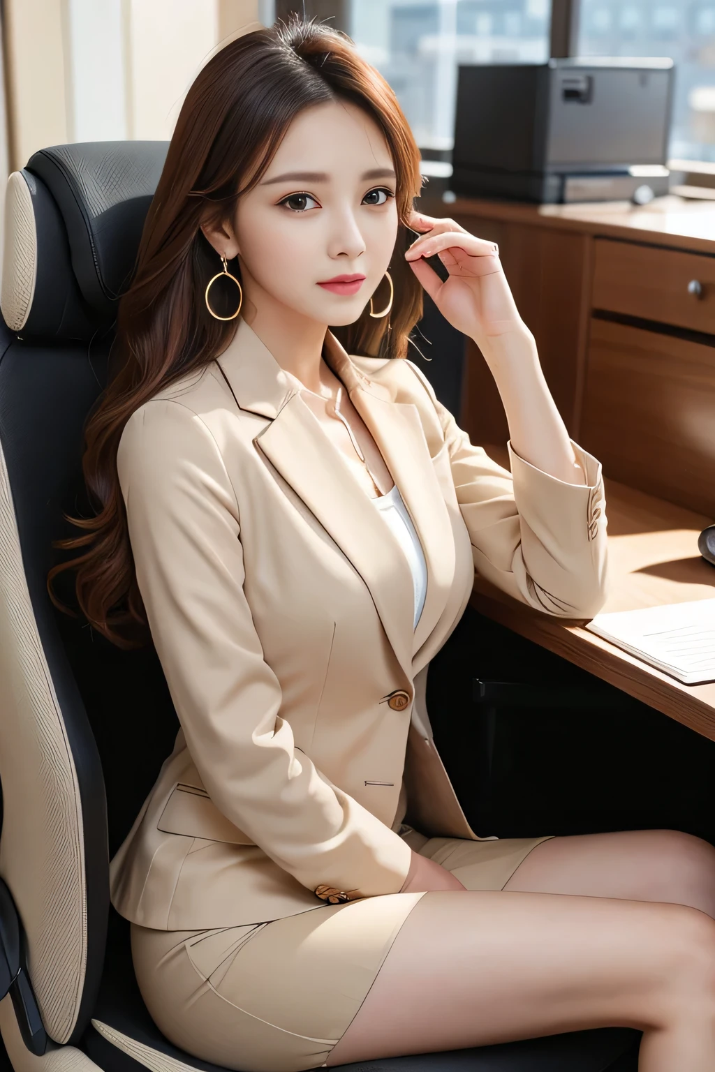 No lipstick、flawless、The best works adult elegance、Beautiful with a bare face、No makeup、large boob、Big buttocks、thin-waist、perfectly proportions、No makeup、No lipstick、Wavy Hair、女優、top grade、Best Beautiful、High elegance、Elegant、masutepiece、Korea、Korea、jpn、women's pictures、Serious woman、No makeup、No lipstick、in 8K、top-quality、30 years old、Bursting breasts beauty、Top image quality、Natural complexion、Company Desk、Sit on a chair、From bras、Udder visible、You can see you from the clothes、officeworker、Presidential Secretary、jaket、校服、Winter clothes、Blazer Uniform、A smile、A slight smil、Sexy white lace panties、Panties visible from a normal-length skirt、Pretty figure、Trim your hair、Open your legs、Natural Skin、Lace sexy white lace panties visible.updo hair、lipsticks