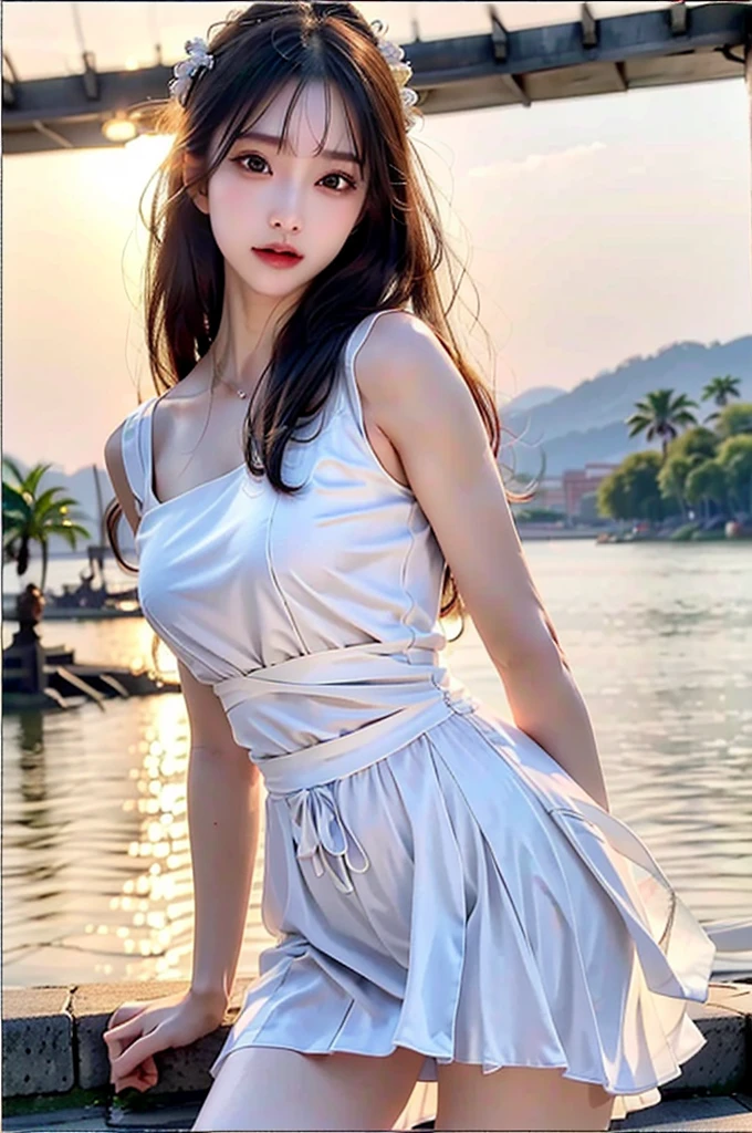 （Jeizuo，Top quality，optimum，offical arts，Beautiful and aesthetic，Long exposure：1.2），Smooth movement，Charming pattern， 1 Girls，（Long skirt with sleeves：1.3），(((white clothing)))，Upper body close up，No shoulders，china girl，Blushlush，Long gray hair， Portraits，solo，upper half body，Long gray hair，slim leg，Smileing，Face Close-Up，Ultra-wide angle，Gaze the observer，Detailed background，Detailed face，(crystallineAI, crystalline theme:1.1)，Elemental Wind Elves，Swirling wind，Control the wind，White crystal clothes，dinamic pose，Floating particles，Ethereal power，swoosh，vapor，Whirlwind in the background，White tones，swoosh，Ethereal atmosphere，