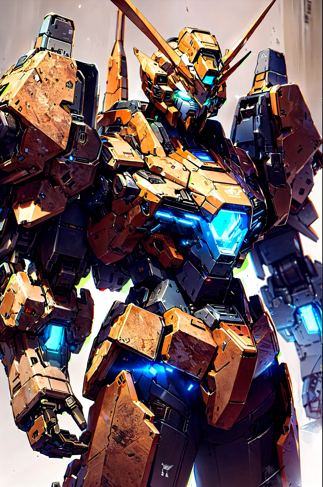 Gundam,mecha,robot,no humans,glowing,solo,science fiction,glowing eyes,, Best Quality,Masterpiece,Edge quality,gorgeous and intricate detail,Perspective Silhouette,((8k, Best Quality, Masterpiece, Extremely Detailed, Rule of Thirds)),((crazy imagery)),photorealistic,masterpiece,superb,HDR,high resolution,sharp focus,photorealistic rendering,extremely detailed description,professional,intricate details, blue color,