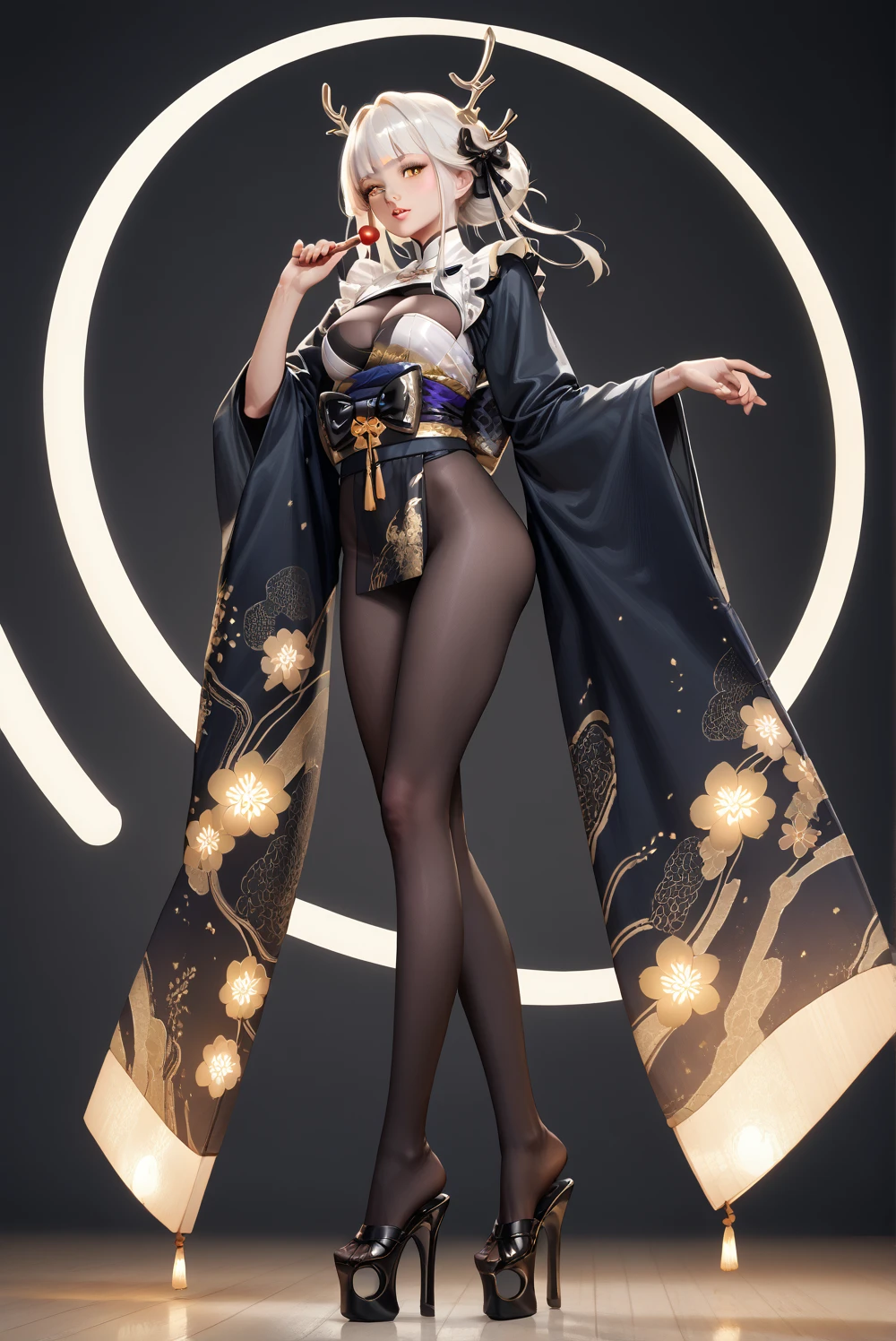 Close-up of a woman wearing black and gold clothing, guweiz, From the maiden front, finely detailled. Girl Front, onmyoji detailed art, onmyoji, Wopp and Krenz Kushat, 《Genshin Impact》Keqing in, Ayaka Genshin impact, A masterpiece by Guwiz, Guweiz style artwork