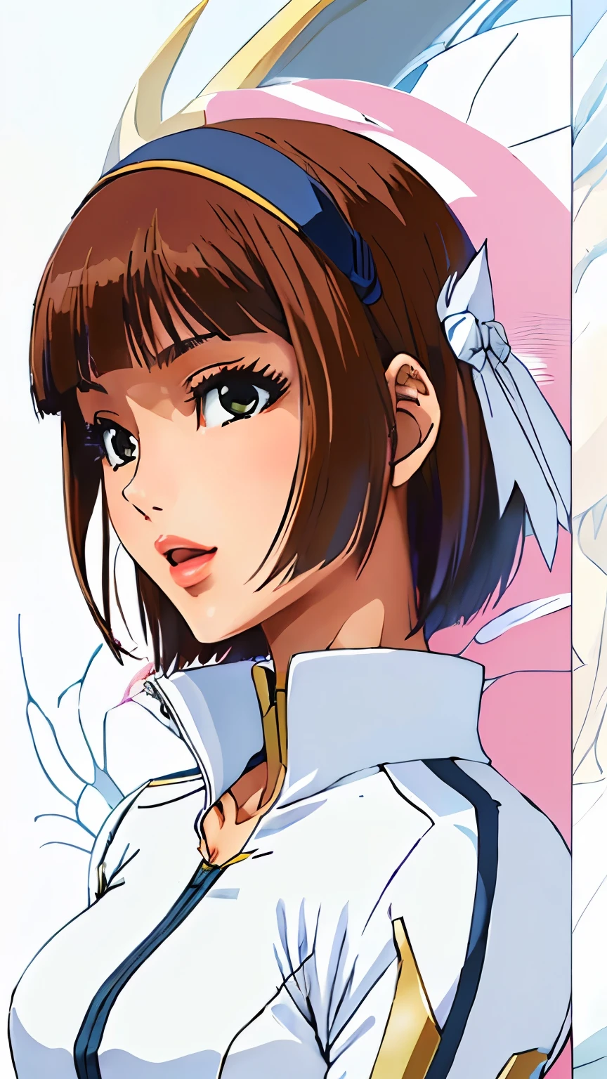 ピンクと白の衣装とグレーのブーツを着たwoman, ( Sayaka Yumi), , Detailed pictures,MazingerZのSayaka Yumi、mini skirt combat suit 、 woman :8, glamorous Angel Woman Digimon