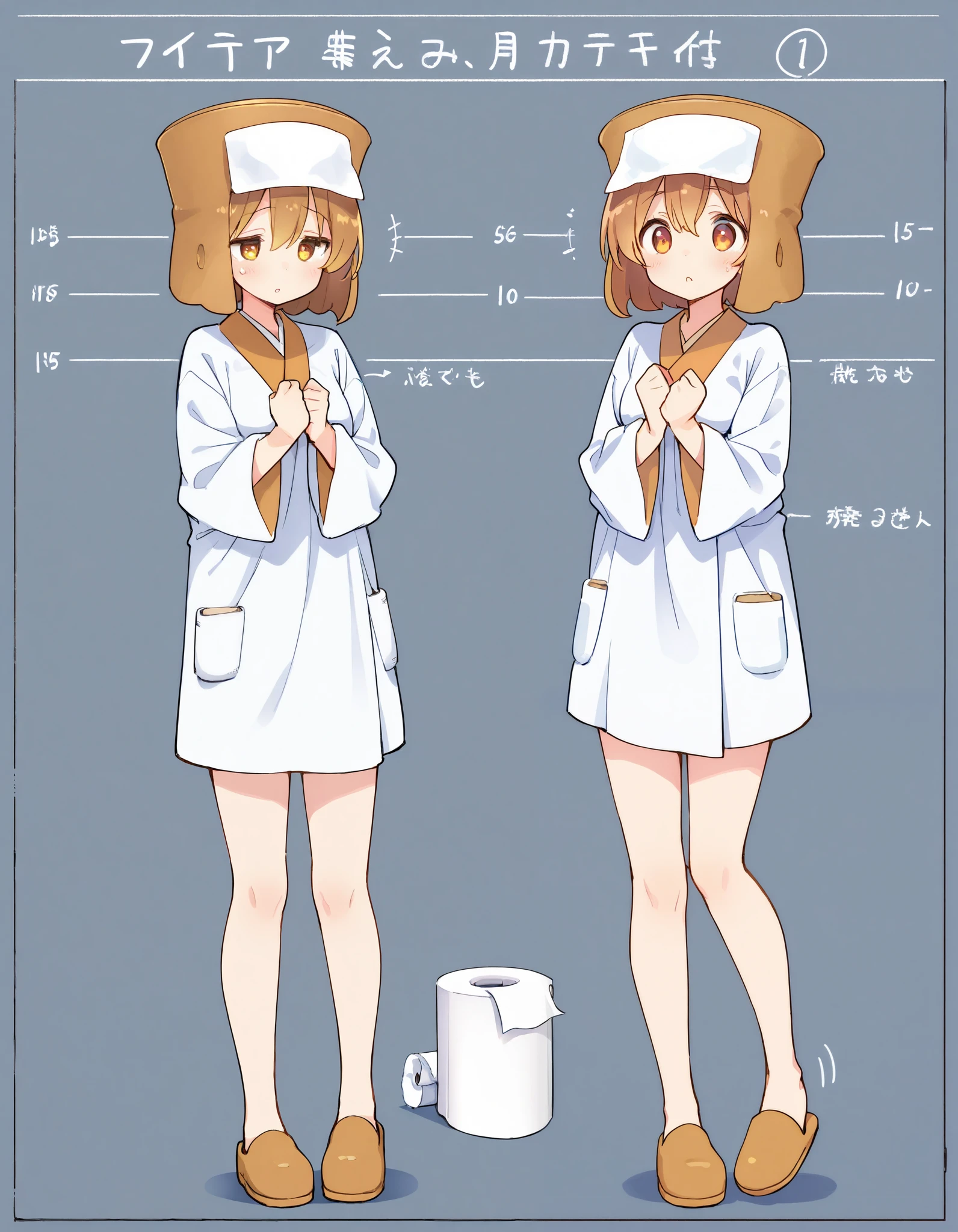 masterpiece,ultra-detailed CG illustration,top quality, best quality, masterpiece, ttm,full body, character chart,toilet paper \(personification\),