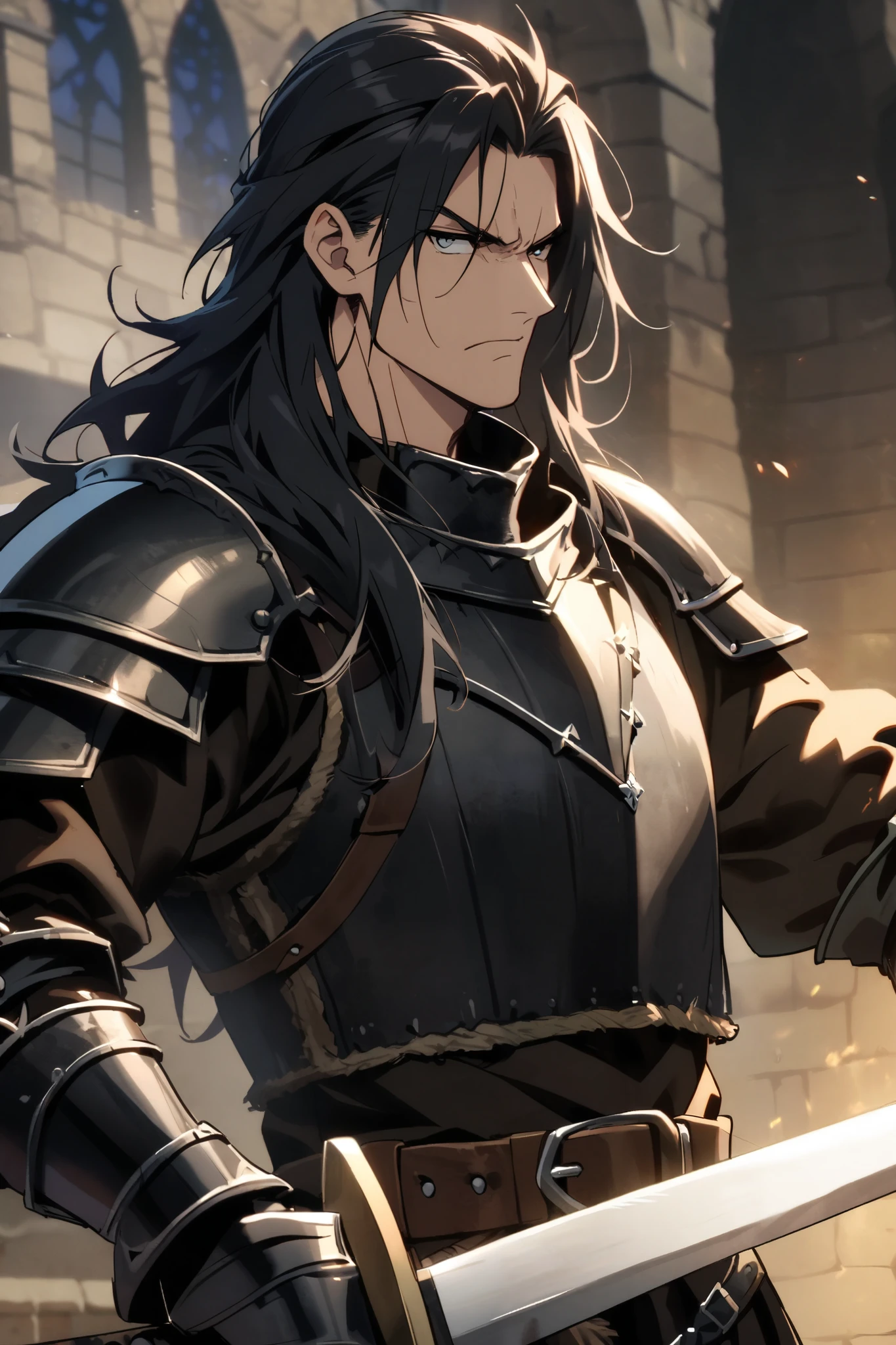 Anime - style image of a man in armor holding a sword - SeaArt AI