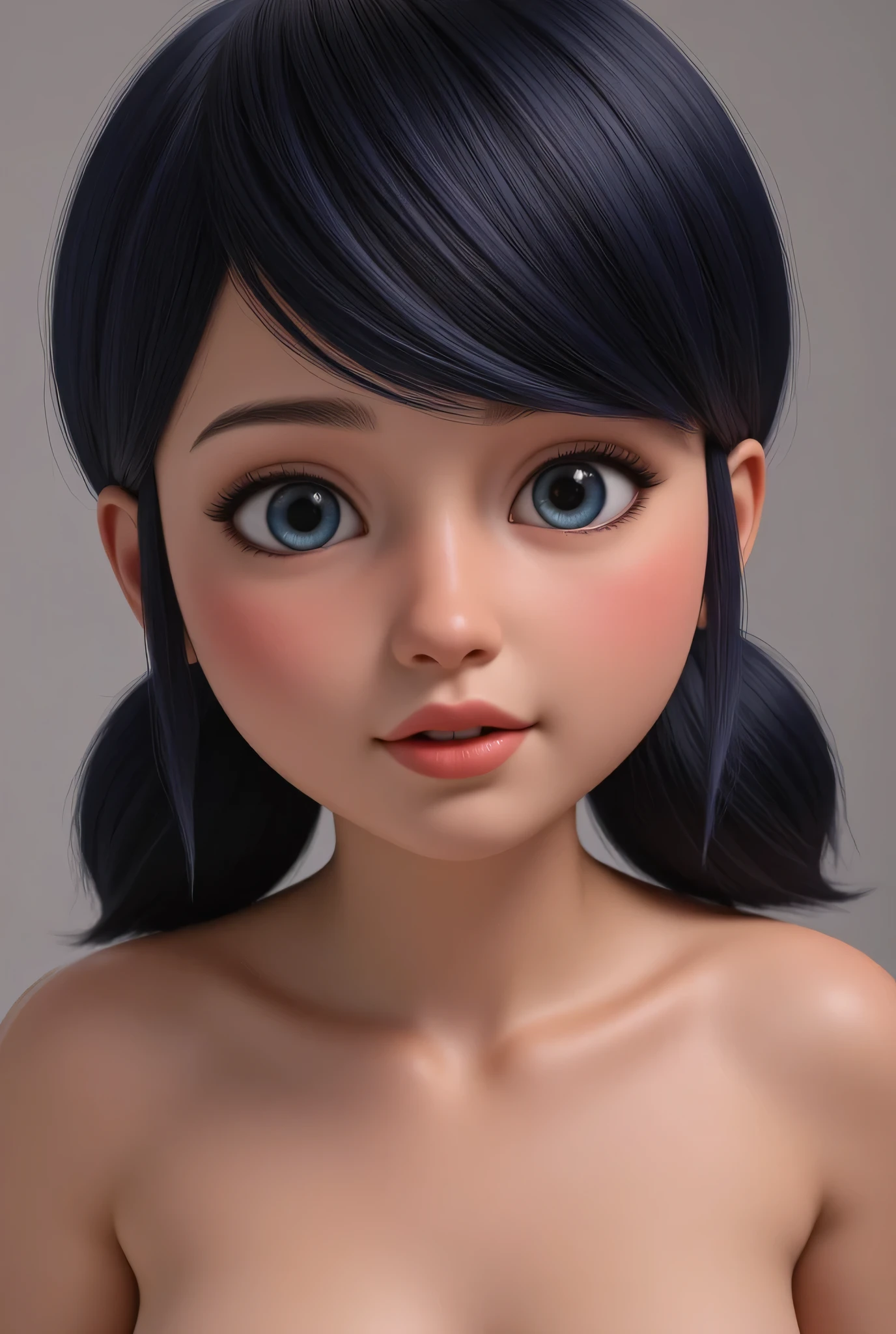 1girl, Solo, High Resolution, Masterpiece, Anatomically Correct, Accurate, Best Quality, real life style, black hair, blue eyes, tween