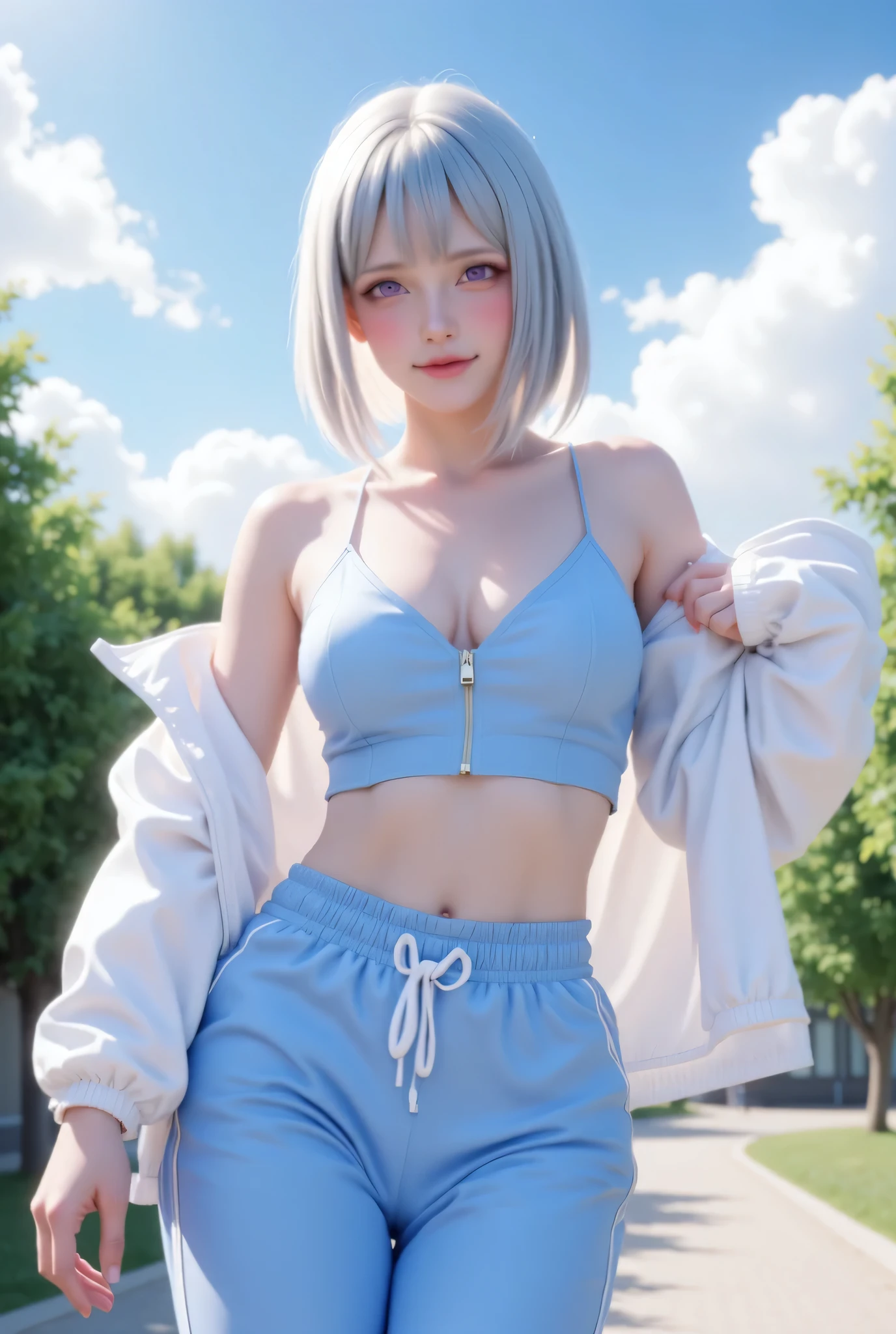 Highest quality、Beautiful Skin、Very thin、Pixie Cut、Tracksuit Shorts、Sexy Fashion、color、Tank top、Change of clothes
