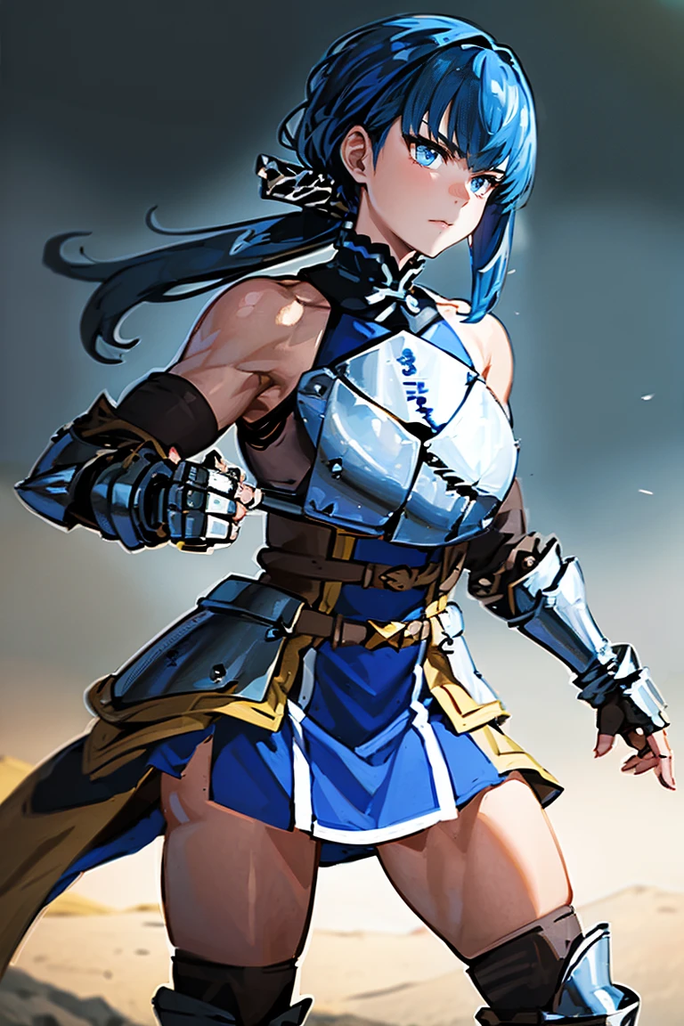 (Artwork, 4K ,Super detailed:1.2), (anime:1), (perfect quality), Full body is shown, View viewer, holding a sword, ponytail, Ultraviolent muscular women, Powerfully々and, epic female swordsman, RPG concept art character