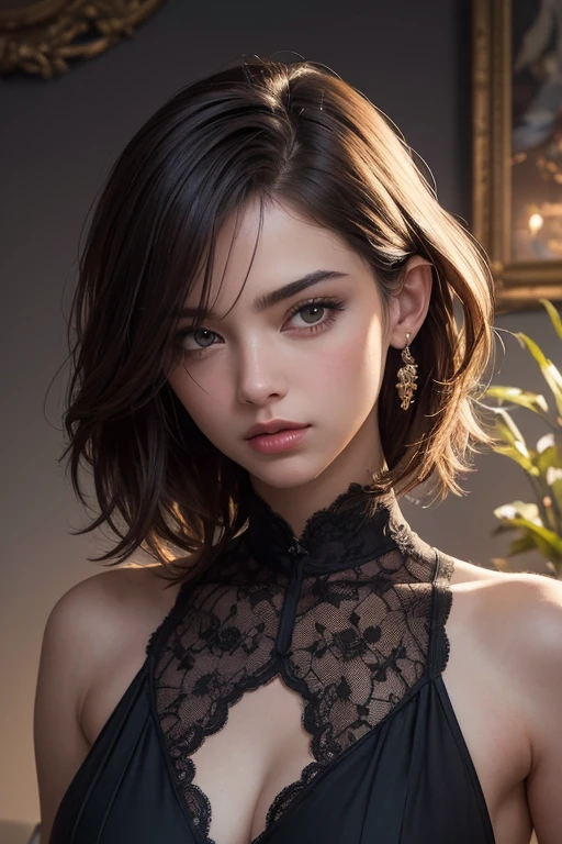 beautiful women, college girl, masterpiece, 90s vibe, classic looks, best quality, ultra detailed, photo realistic, shiny eyes, detailed face, collarbone, beautiful eyes, black eyes, detailed eyeshadows, black hair, lip gloss, pink lip, makeup, (attractive:1.5), sharp focus, sharp eyes, hunter eyes, eye lashes, full body, (wavy hair:1.1),(short hair:1.3), black dress,(beautiful:1.5)
